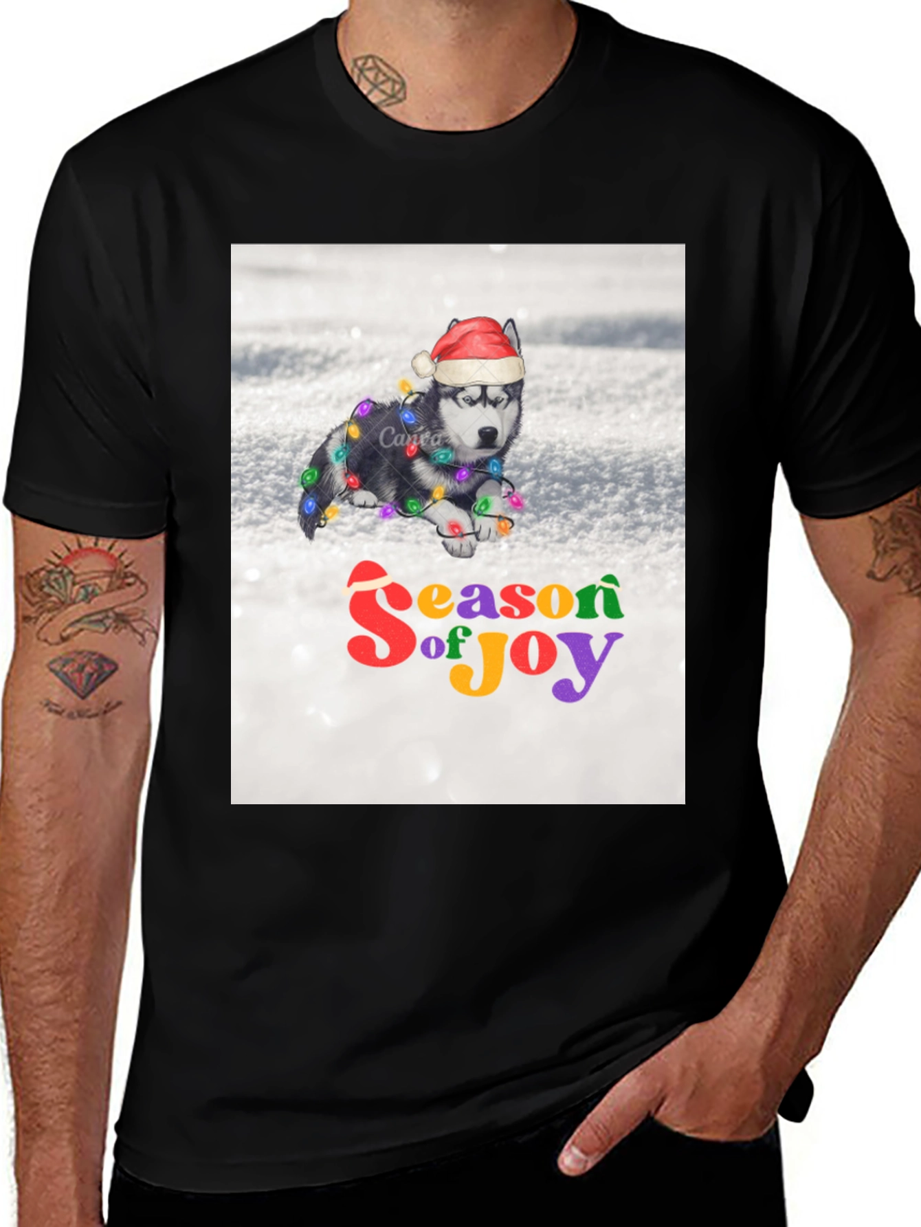 Festive Husky Christmas T-Shirt