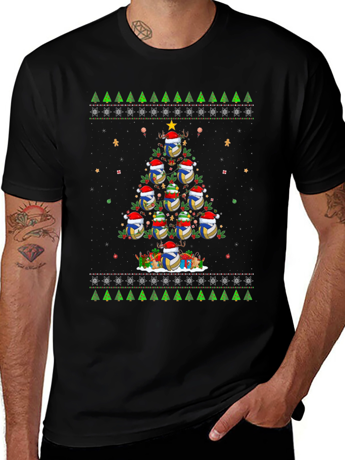 Variant 21 of Volleyball Christmas Tree T-Shirt