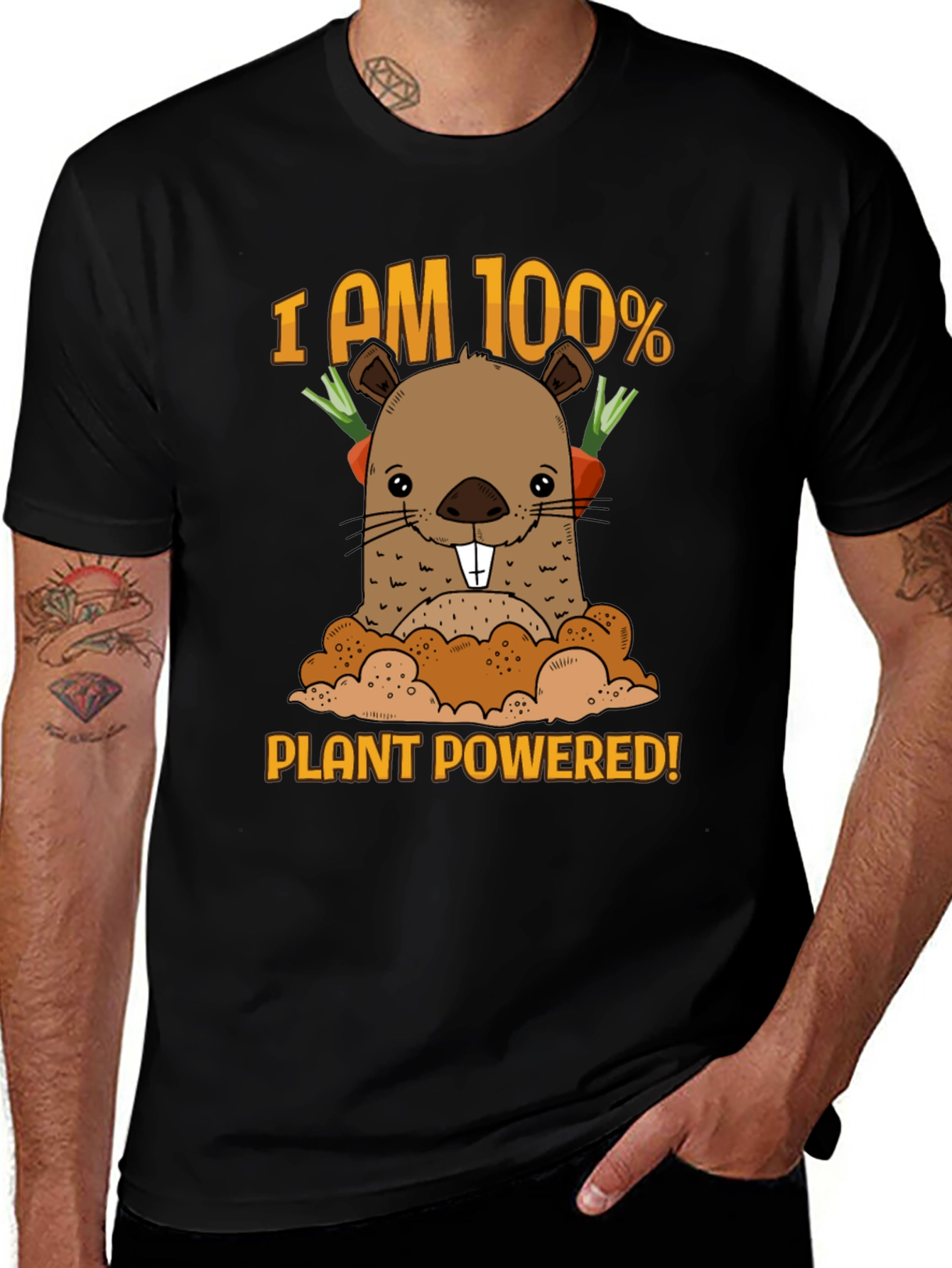 Variant 27 of Plant Powered T-Shirt with Cute Mole Design