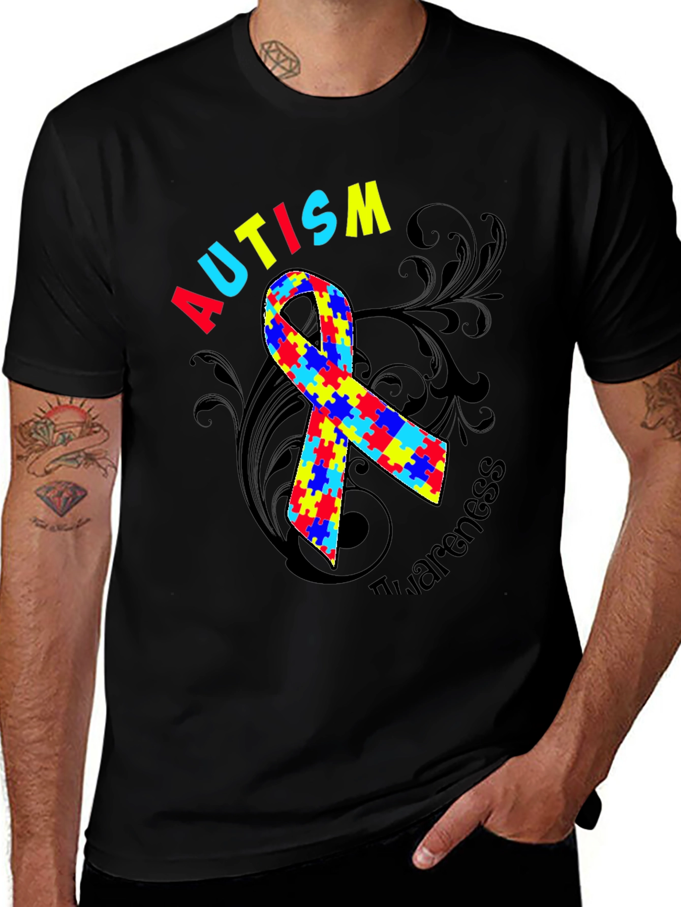 Autism Awareness Ribbon Graphic Tee
