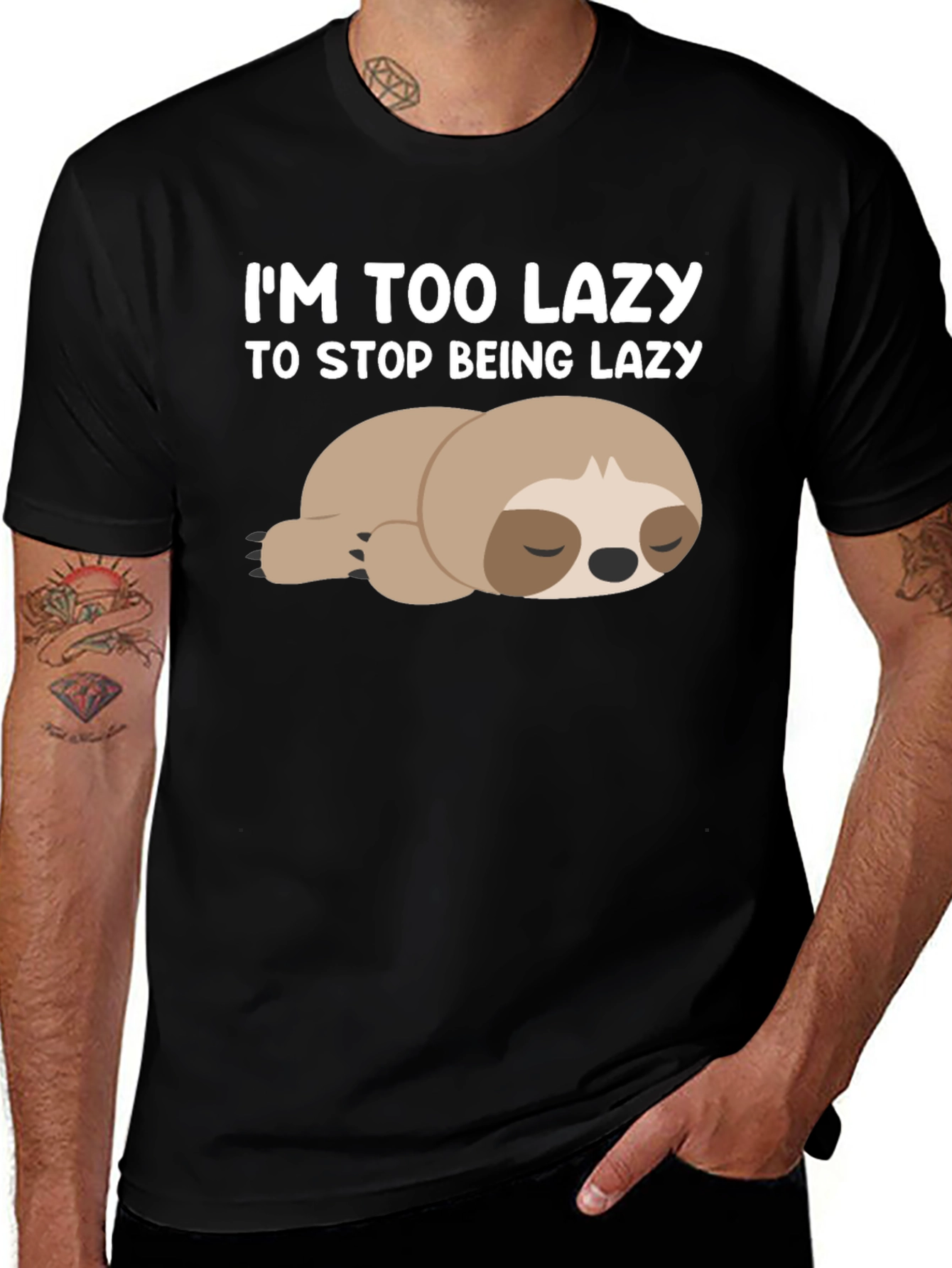 Variant 15 of I'm Too Lazy Sloth Graphic Tee