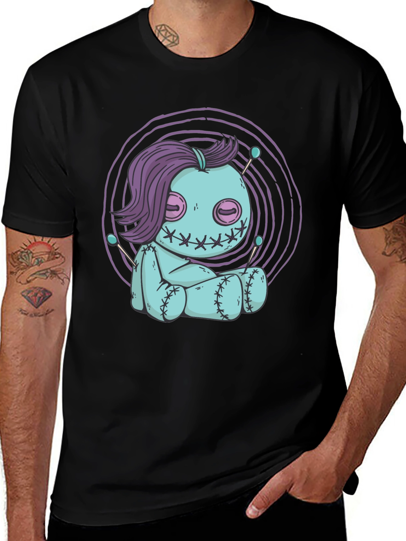Variant 25 of Voodoo Doll Graphic Tee - Unique Gothic Design