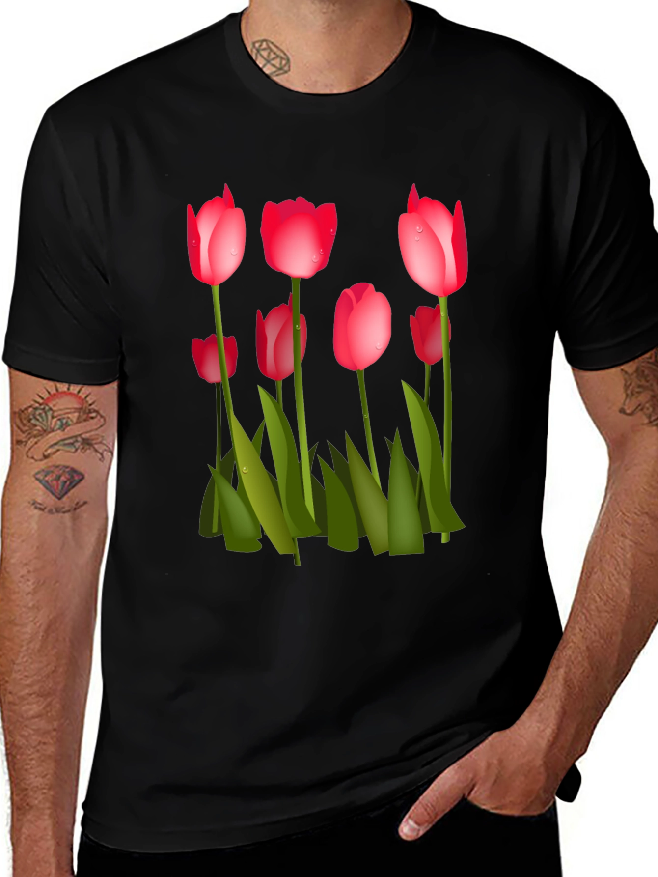 Variant 15 of Floral Tulip Black T-Shirt