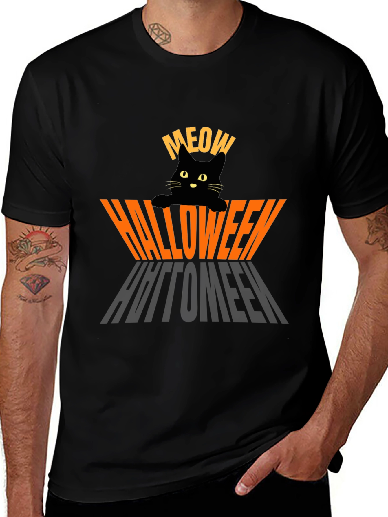 Meow Halloween Black Cat T-Shirt