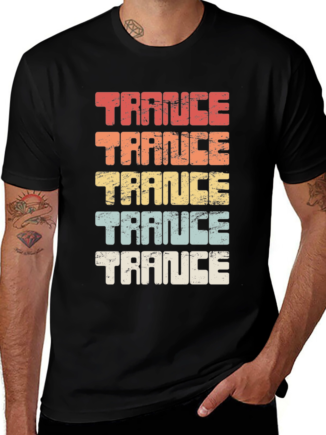 Variant 12 of Retro Trance Music T-Shirt - Black Cotton Tee