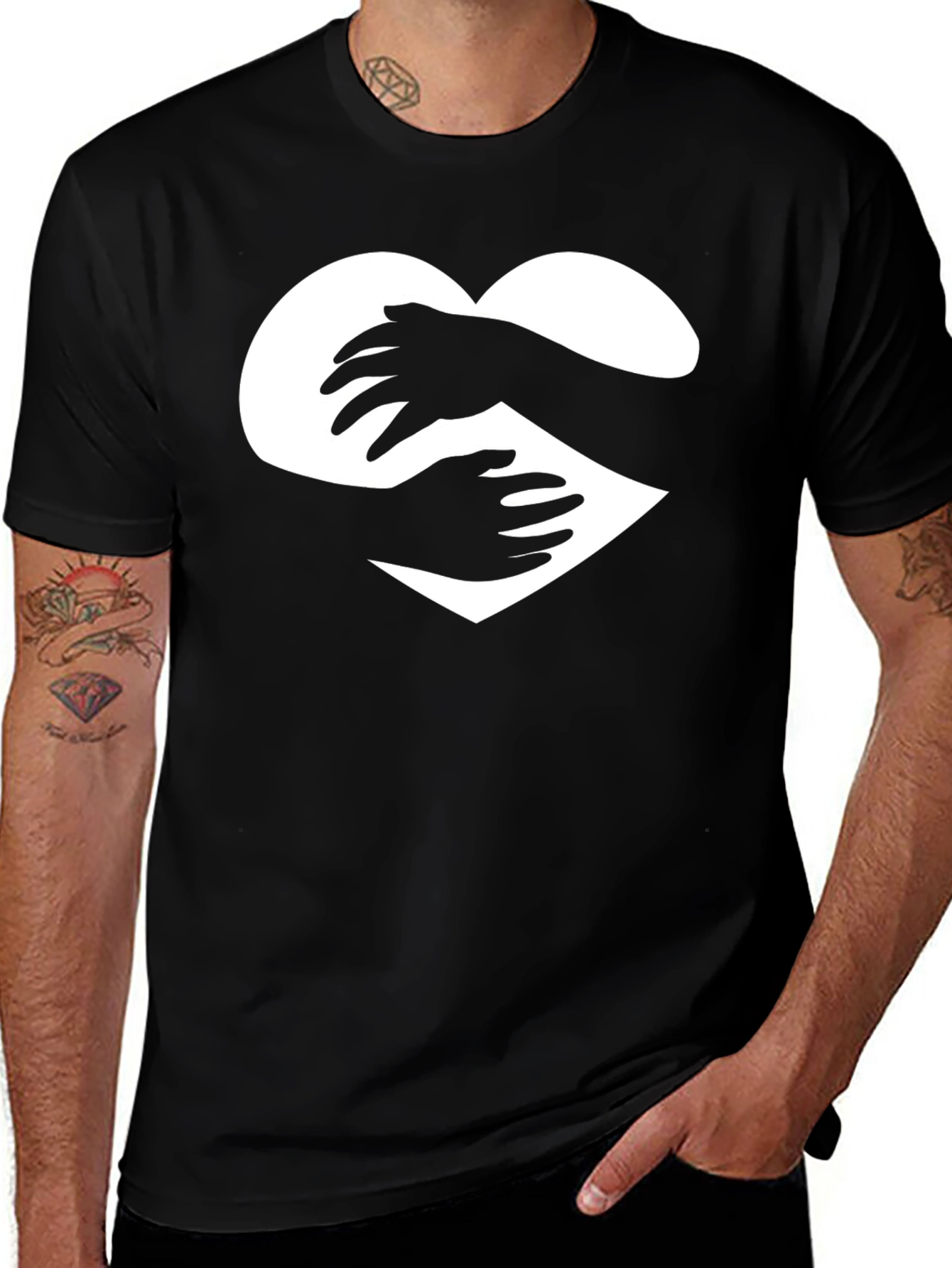 Variant 8 of Heart Hands Graphic Tee - Unisex Black T-Shirt