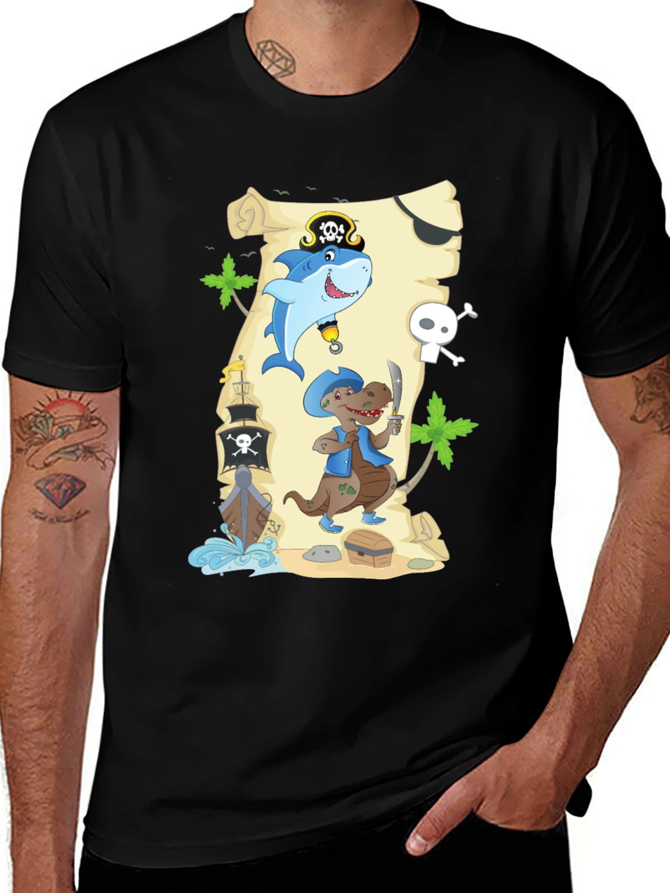 Variant 7 of Pirate Map Cartoon Graphic T-Shirt