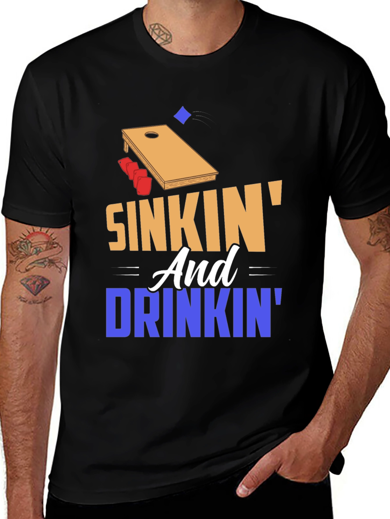 Variant 15 of Sinkin' and Drinkin' Cornhole T-Shirt