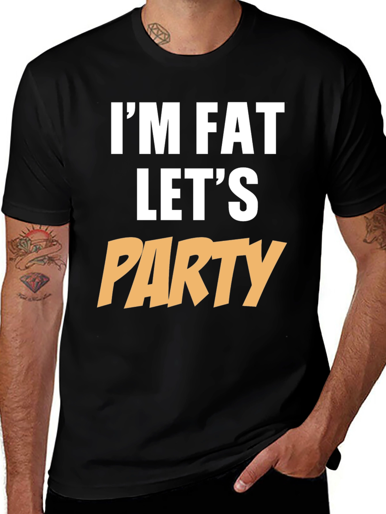 Variant 6 of I'm Fat Let's Party Graphic Tee - Black