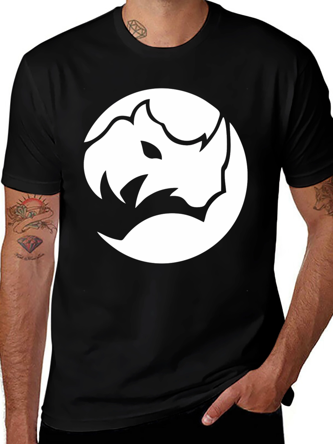 Variant 8 of Rhino Graphic Tee - Modern Black Crew Neck Shirt
