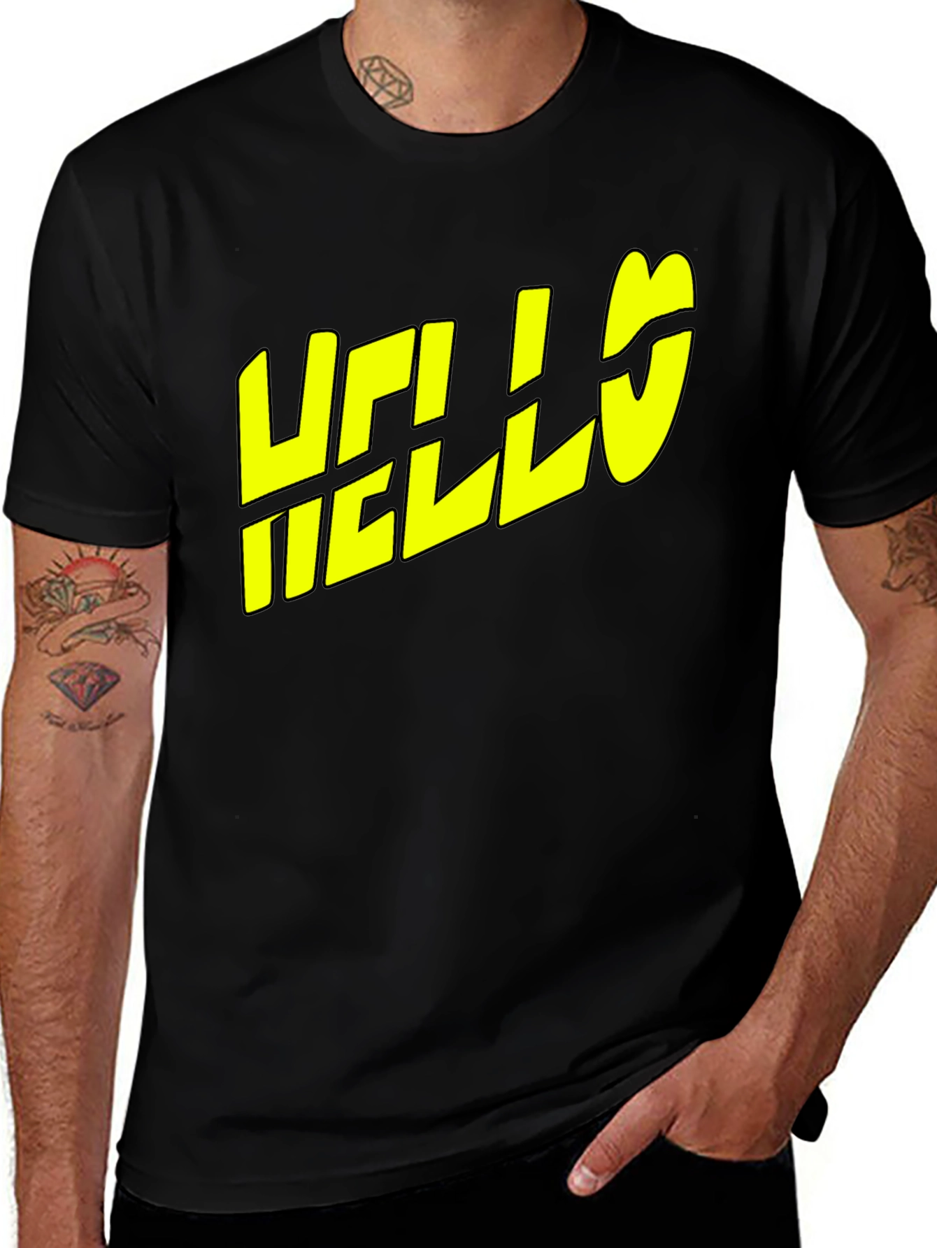 Variant 17 of Hello Graphic Tee - Black Cotton T-Shirt