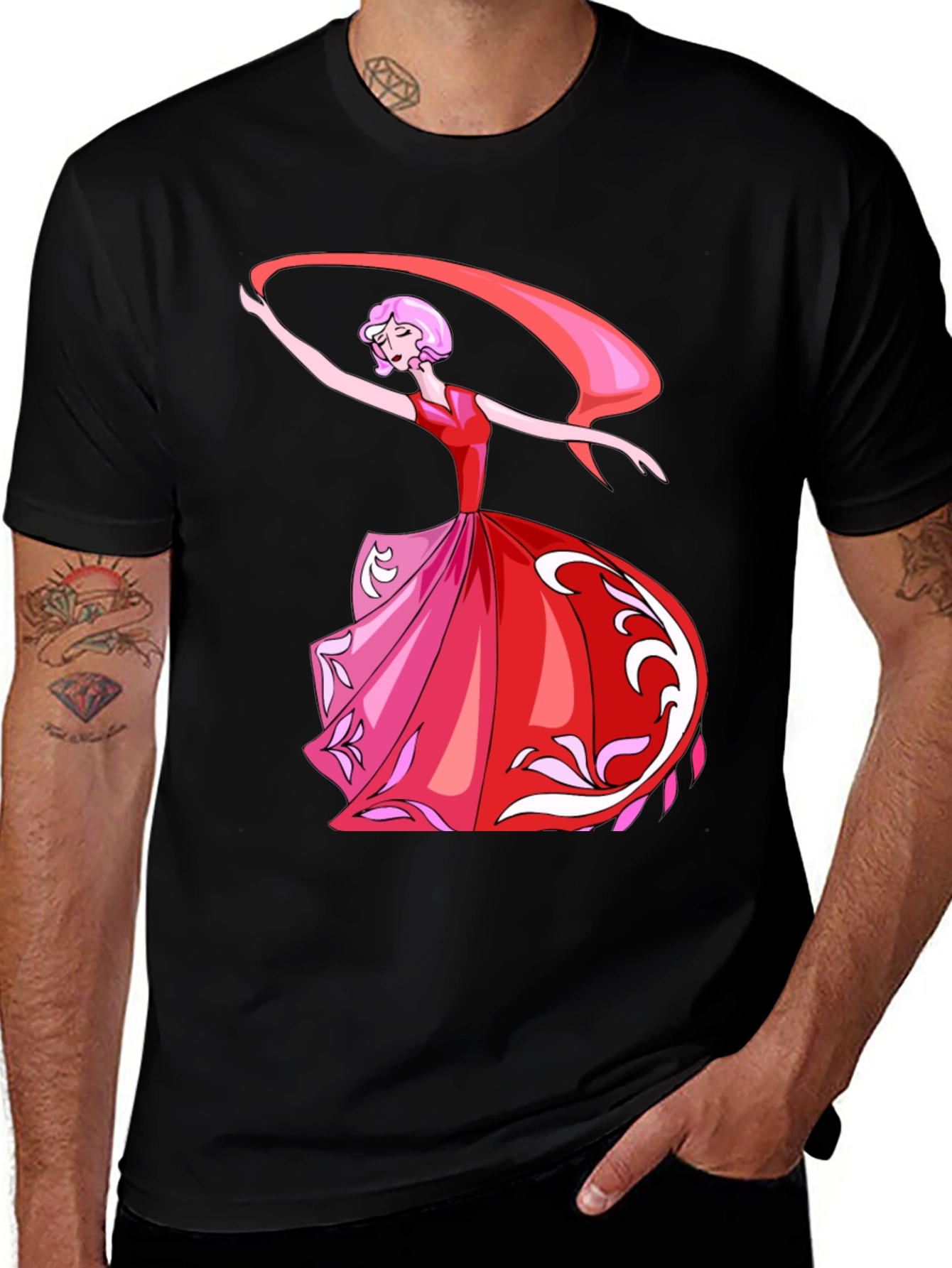Variant 7 of Dancing Lady Graphic Tee - Stylish Black T-Shirt