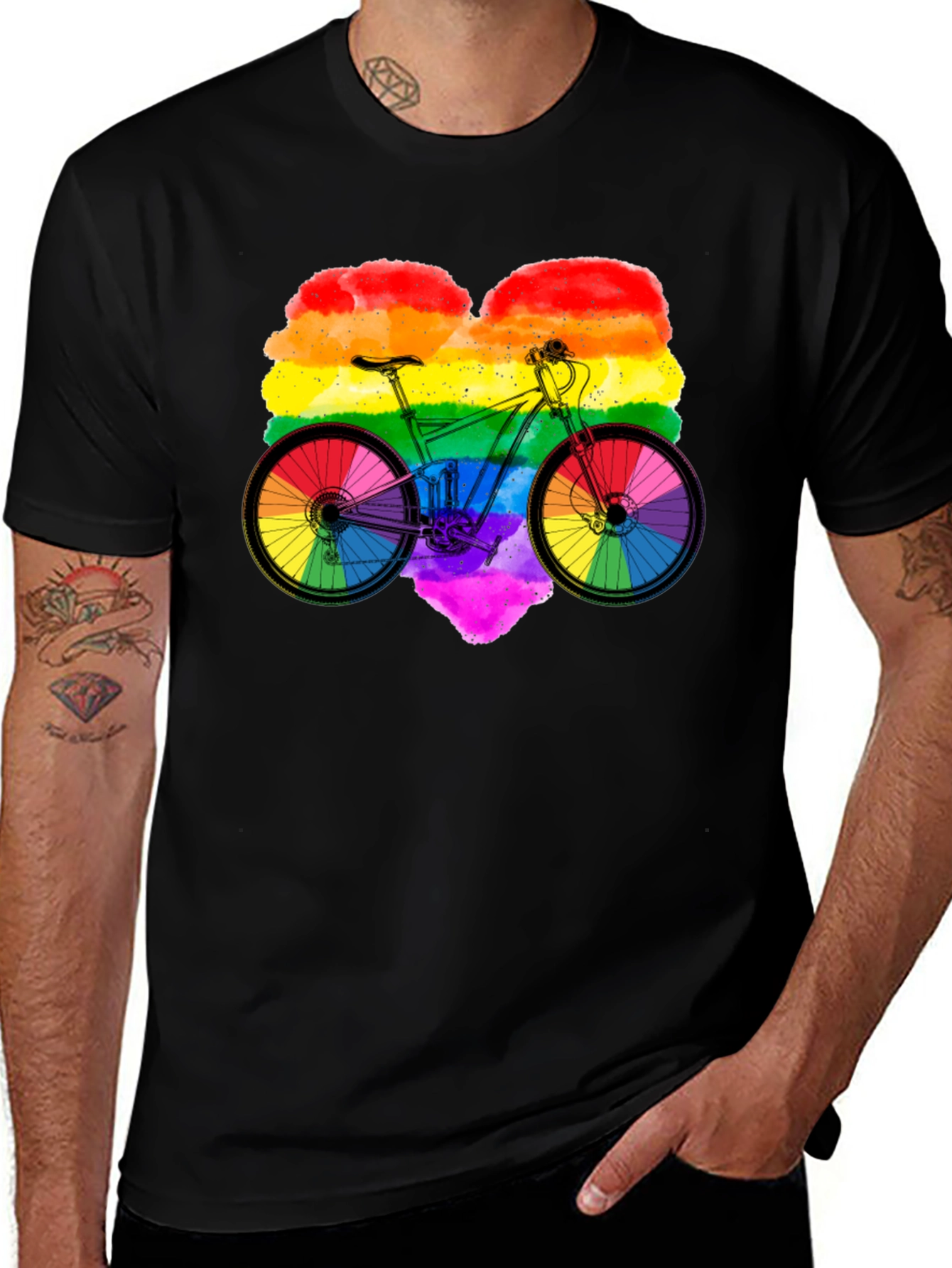 Variant 4 of Rainbow Bike Heart Graphic T-Shirt
