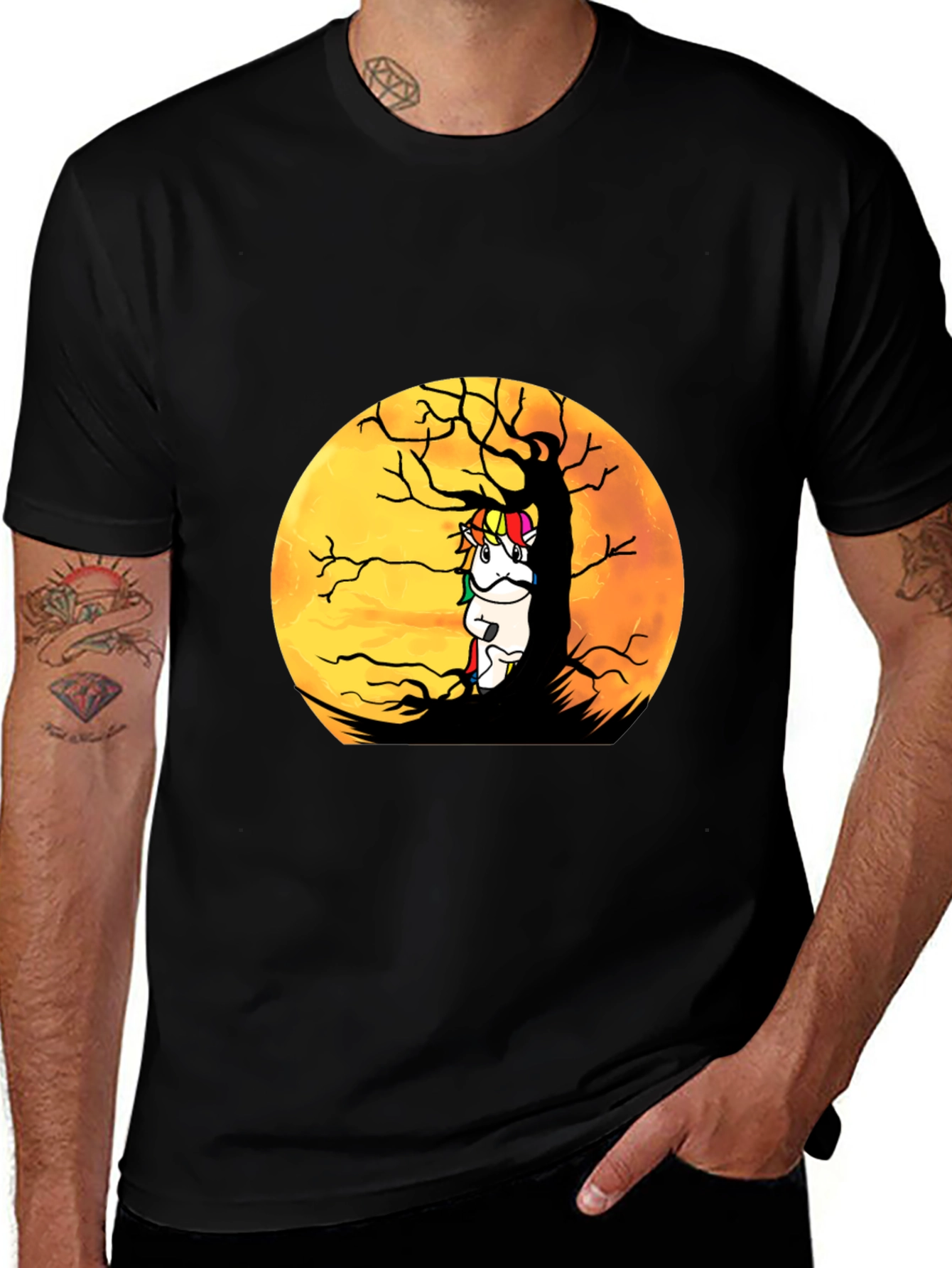 Variant 26 of Unicorn Halloween Moon Black T-Shirt