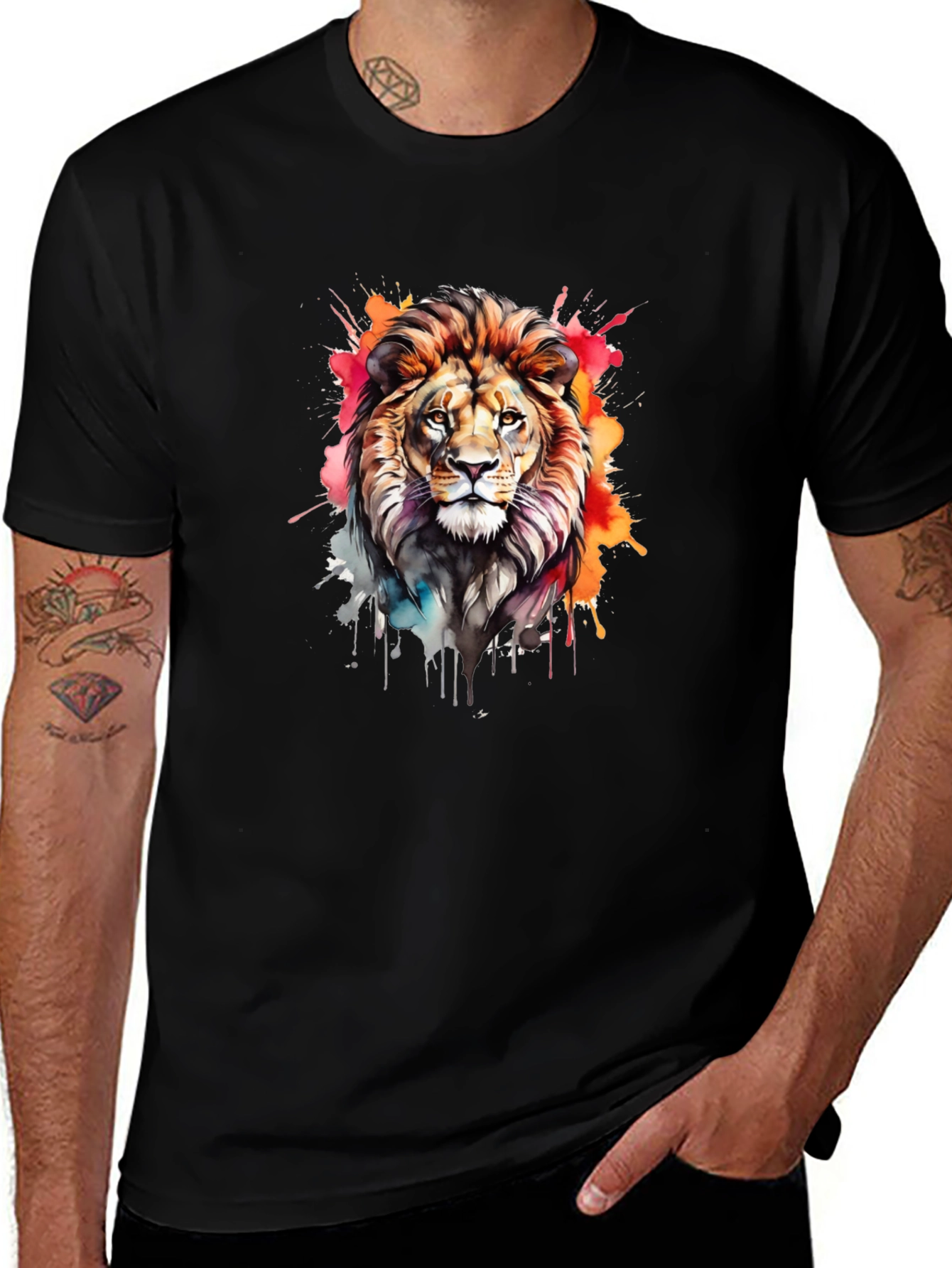 Variant 22 of Lion Watercolor Graphic Tee - Cool Artistic Design