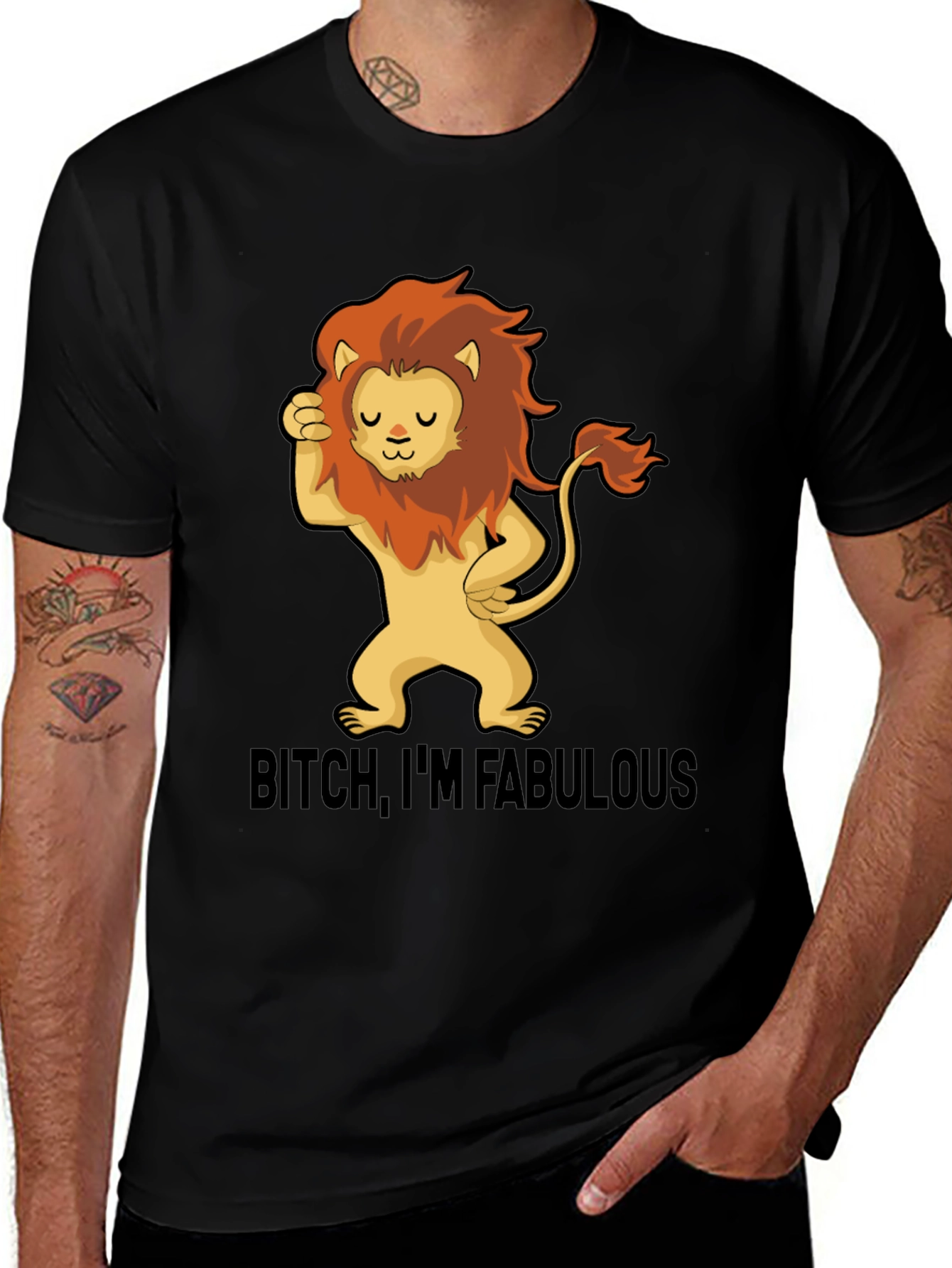 Variant 7 of Fabulous Lion Graphic Tee - Stylish Black T-Shirt