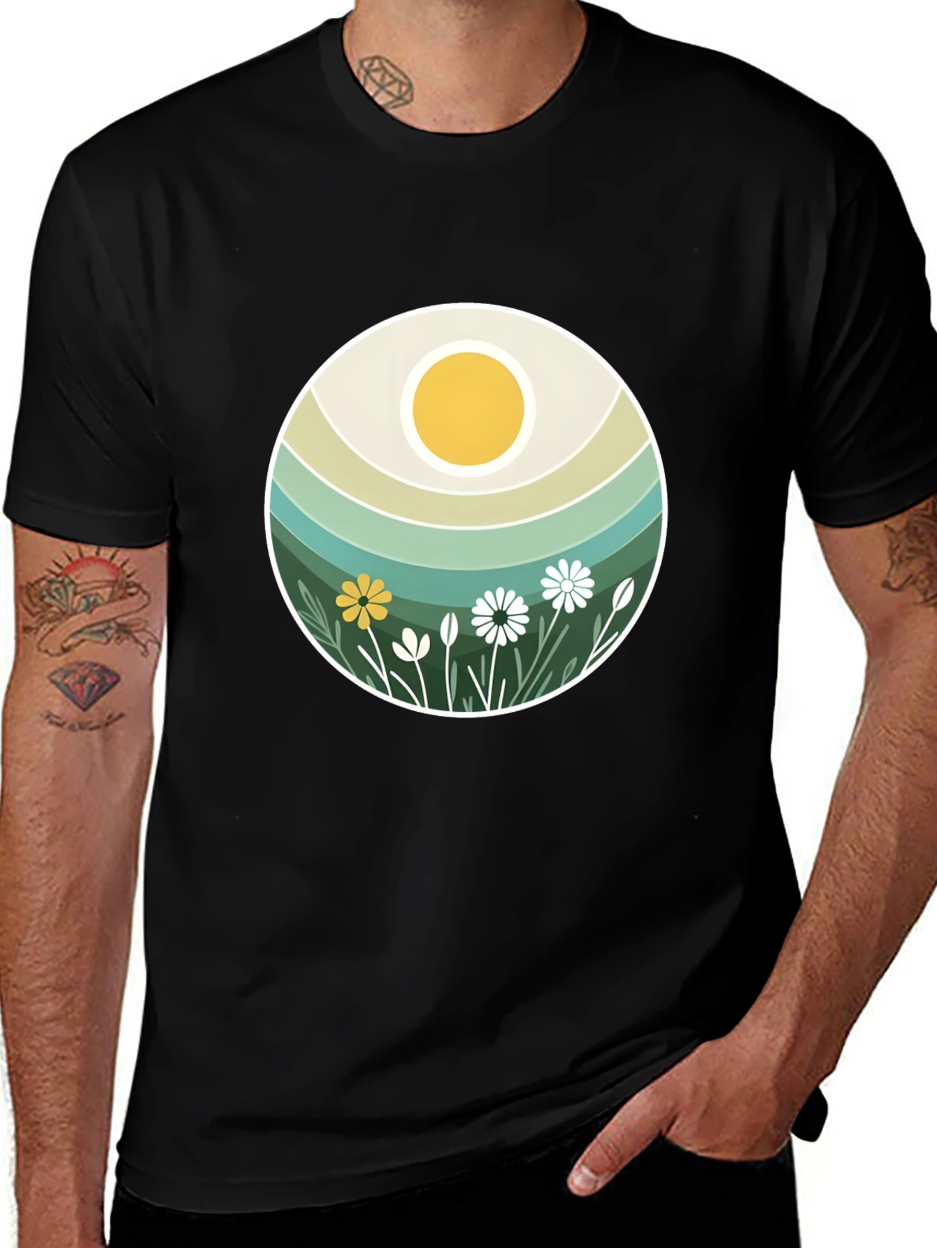 Variant 13 of Retro Floral Sun T-Shirt