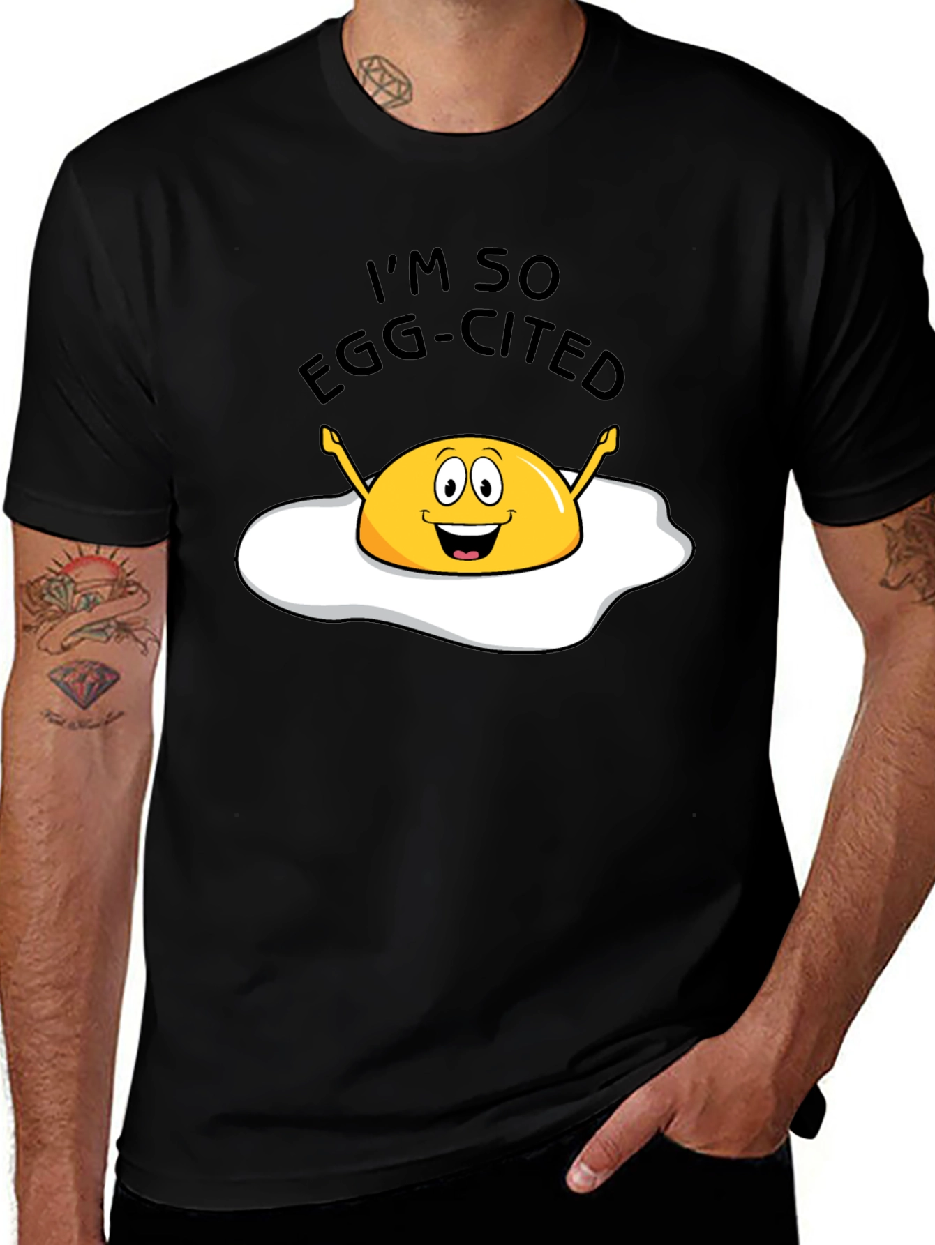 Variant 17 of I'm So Egg-Cited T-Shirt - Funny Cartoon Egg Graphic Tee