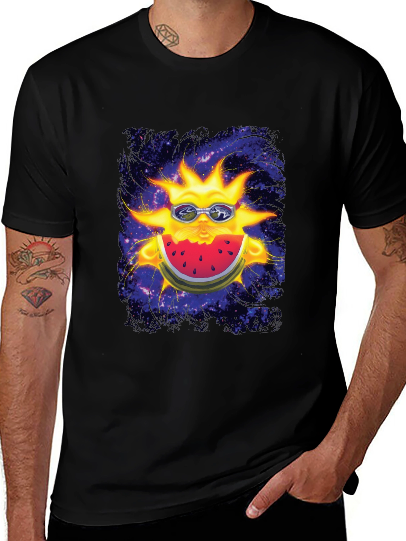 Black Cosmic Sun Watermelon Graphic Tee main image