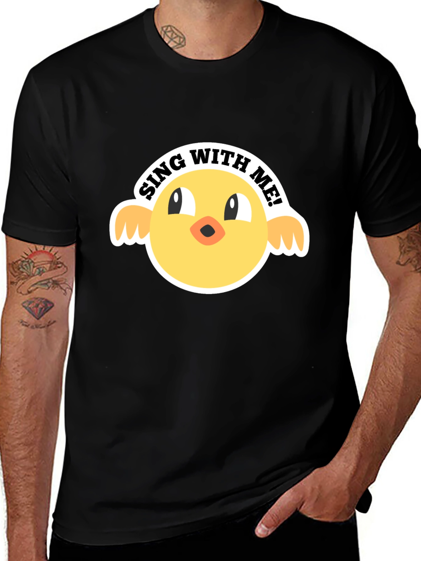 Variant 6 of Sing With Me Chick Graphic Tee - Black