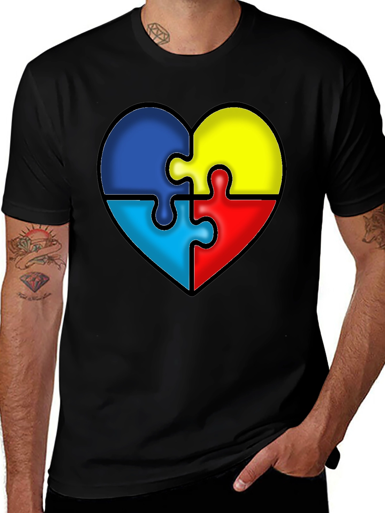 Variant 15 of Autism Awareness Puzzle Heart T-Shirt