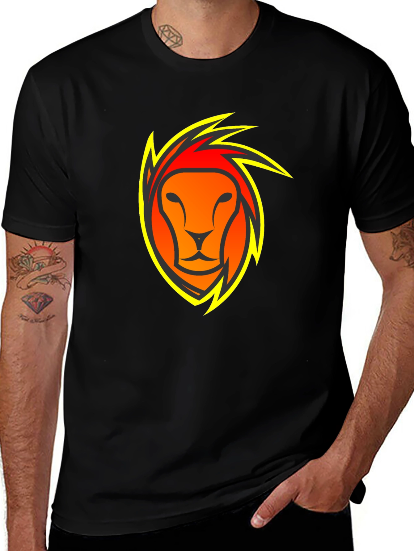 Variant 25 of Lion Fire Graphic Black T-Shirt
