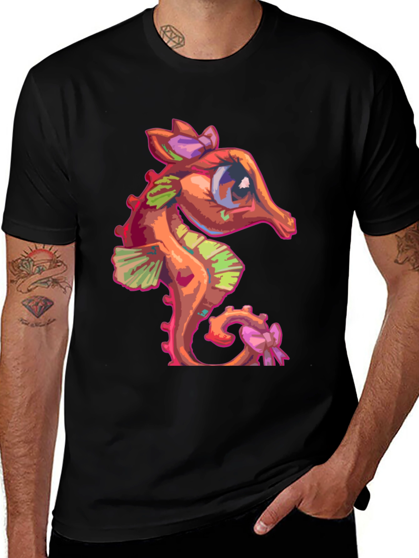 Variant 15 of Seahorse Graphic Tee - Cute Cartoon Style