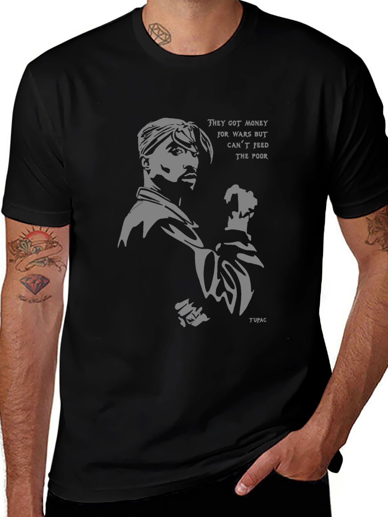 Tupac Quote Graphic Black T-Shirt