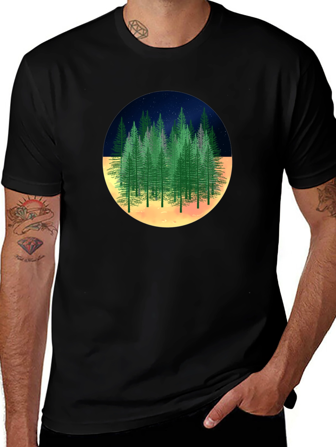Variant 25 of Night Forest Graphic Tee -  Unique Nature Design