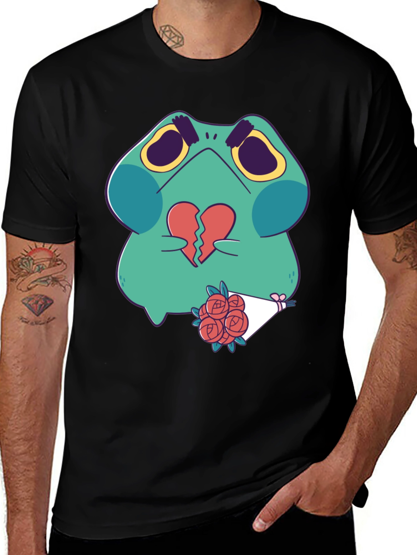 Sad Frog with Broken Heart Graphic T-Shirt