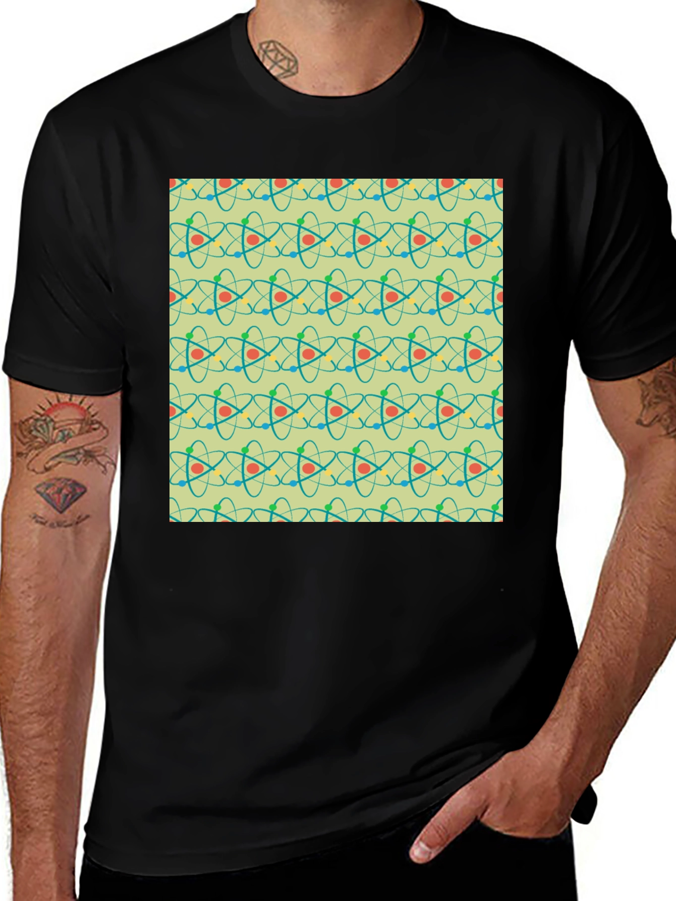 Atom Pattern Graphic T-Shirt - Science Tee