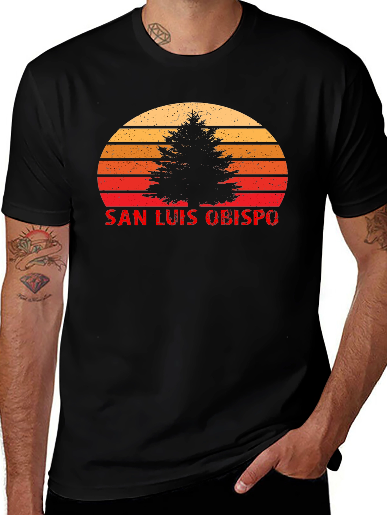 Variant 22 of San Luis Obispo Retro Sunset Tree T-Shirt