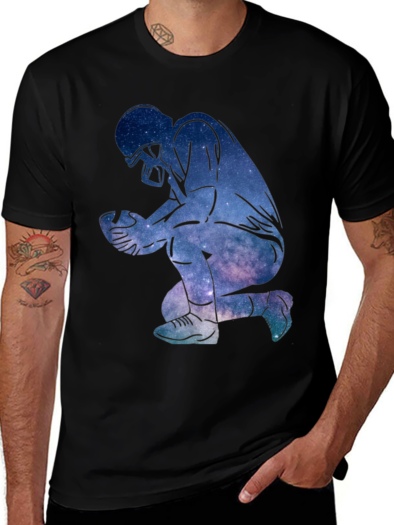 Variant 9 of Galaxy Football Player Black T-Shirt