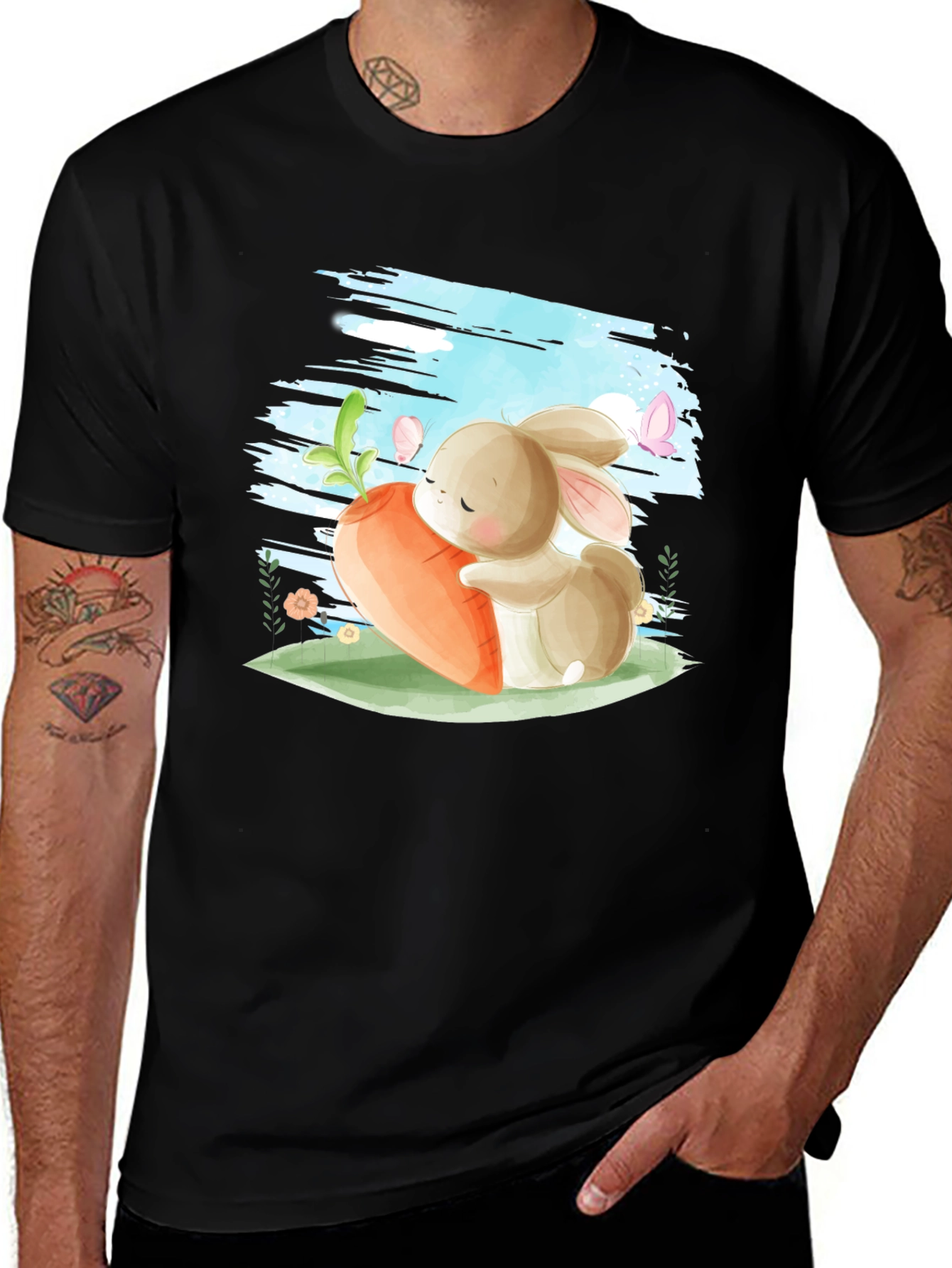 Variant 21 of Cute Bunny & Carrot Graphic Tee