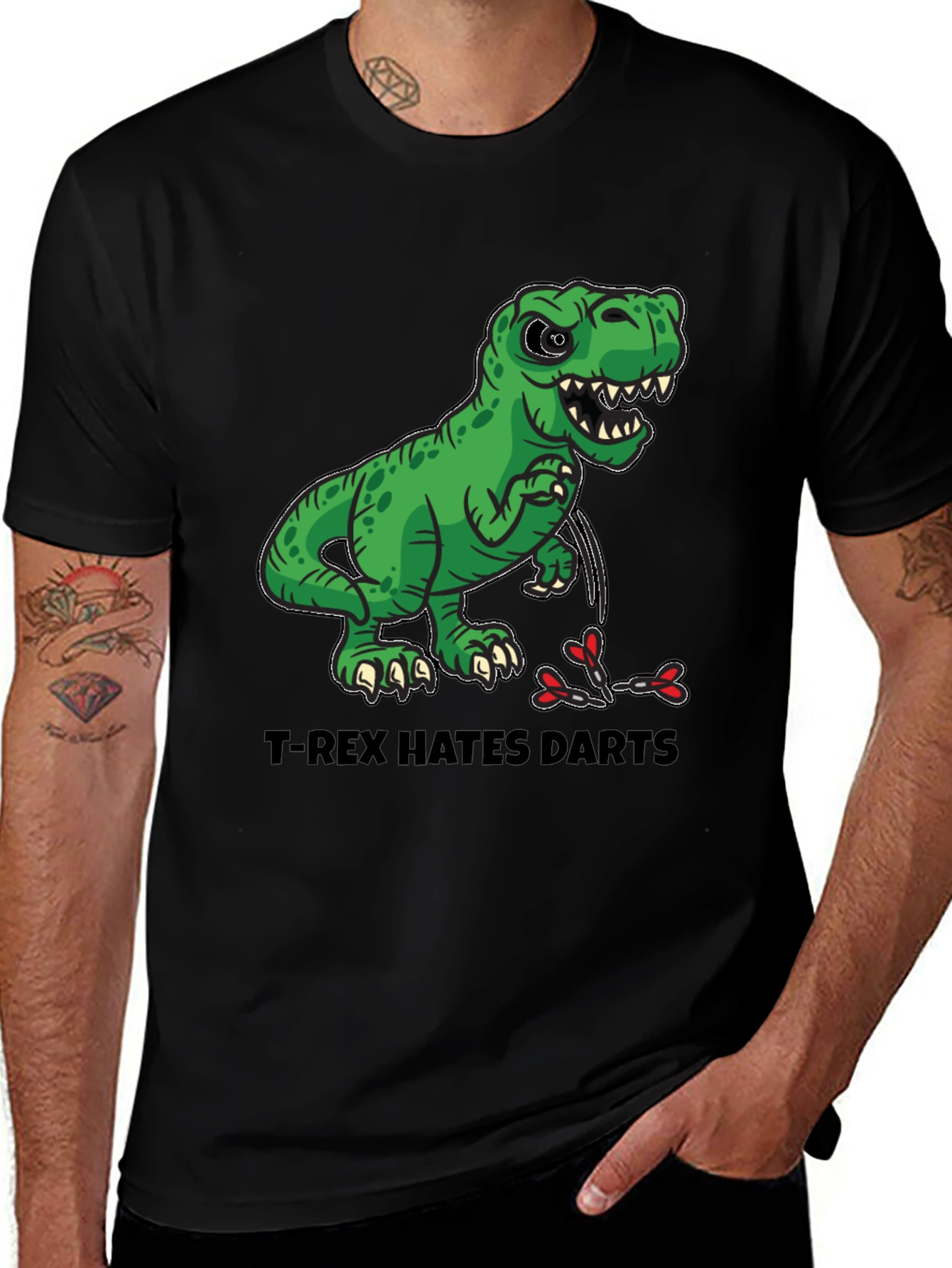 T-Rex Hates Darts T-Shirt - Funny Dinosaur Tee