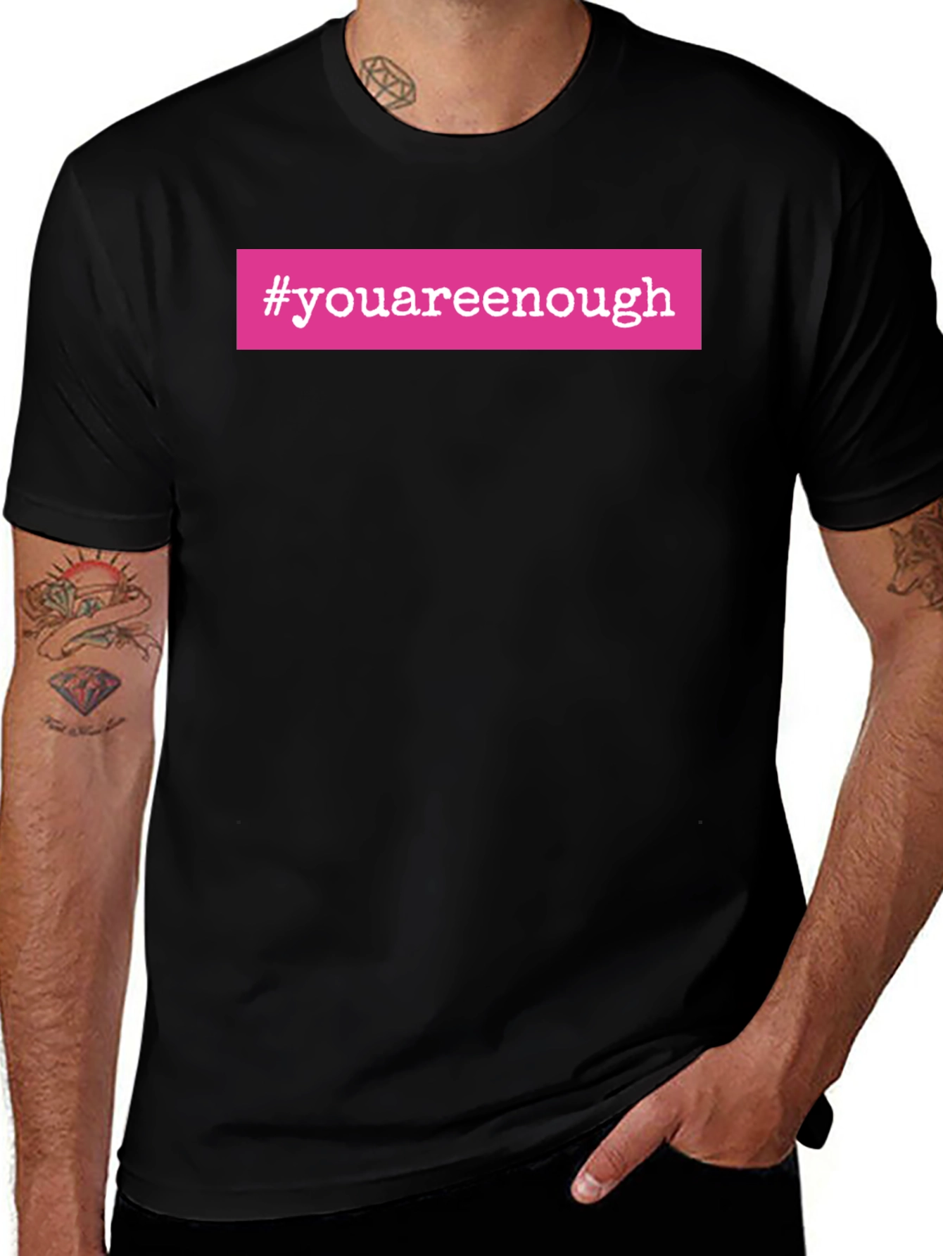 Variant 19 of #youareenough Black T-Shirt - Motivational Tee