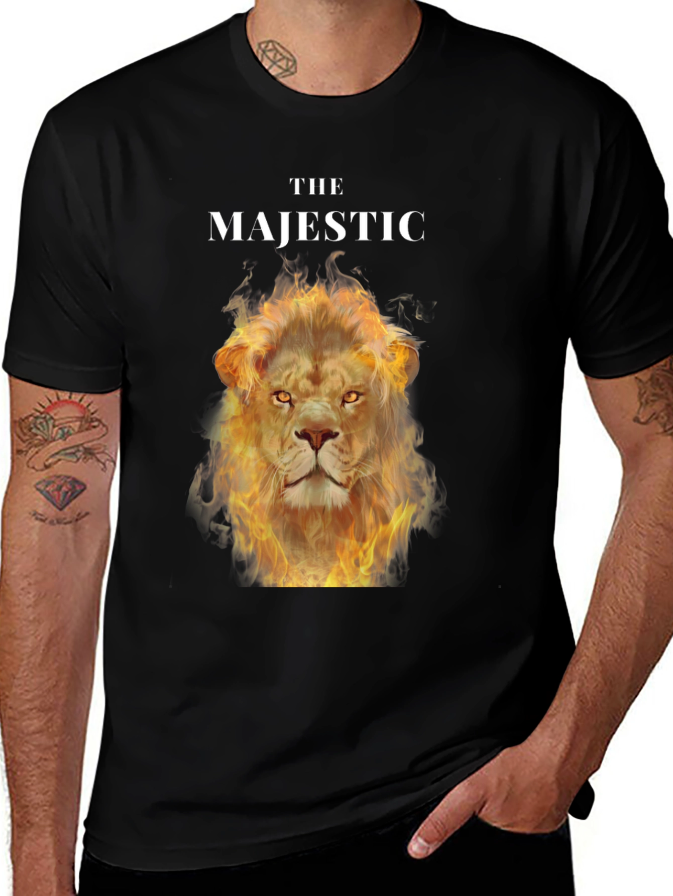 Variant 16 of The Majestic Lion Graphic Tee - Fiery Lion Design
