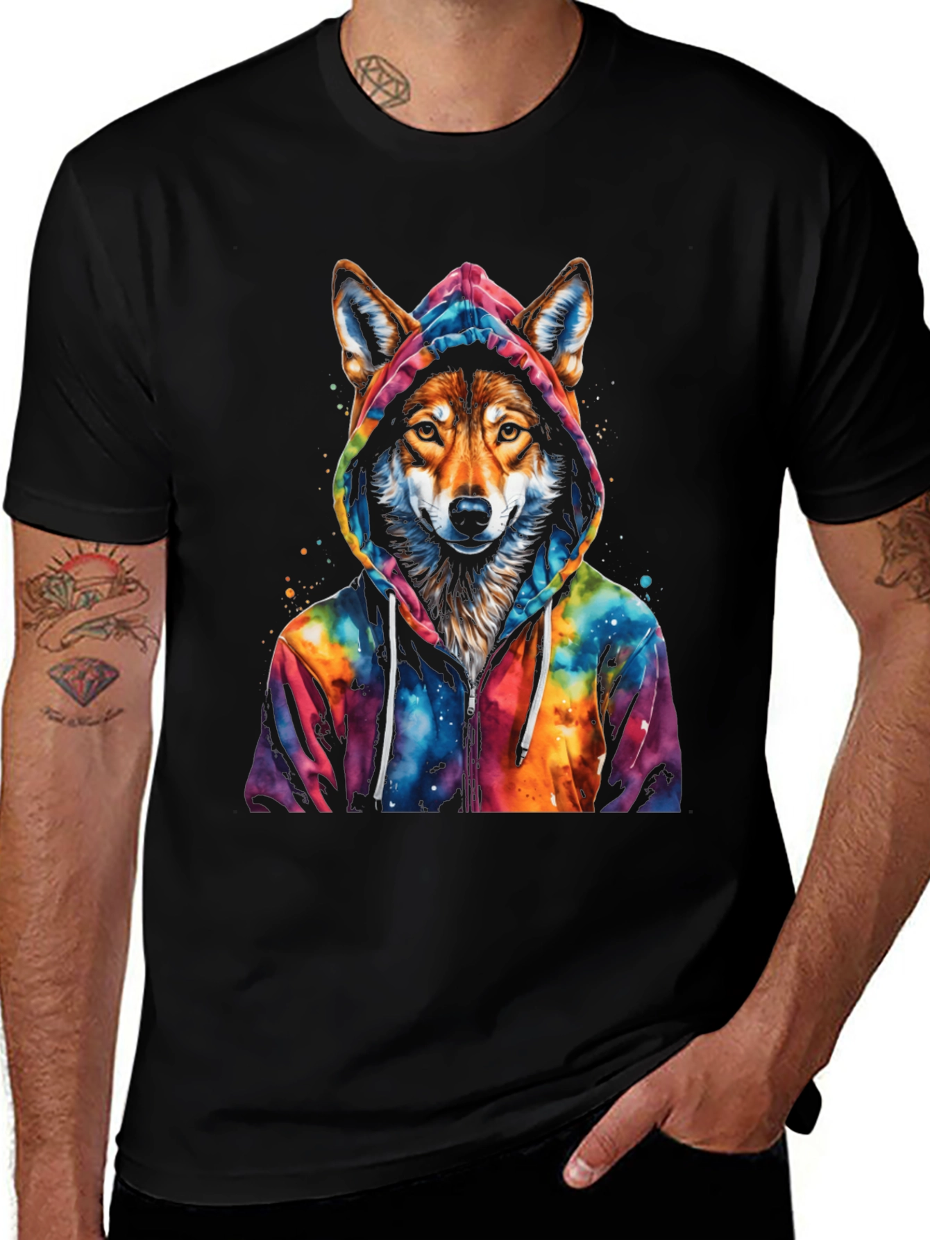 Wolf in Hoodie Graphic Tee