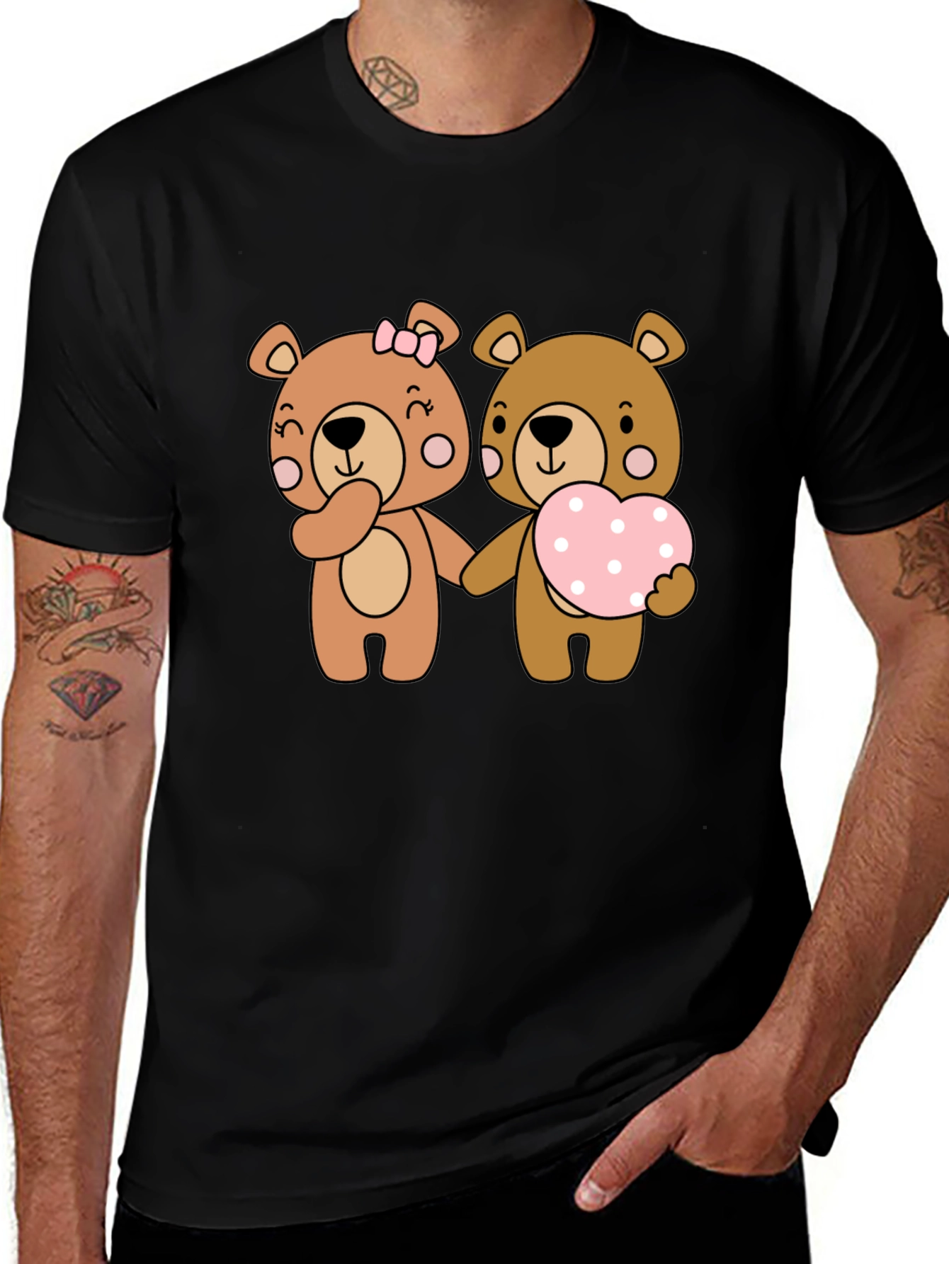 Black Bear Love Couple Black T-Shirt main image