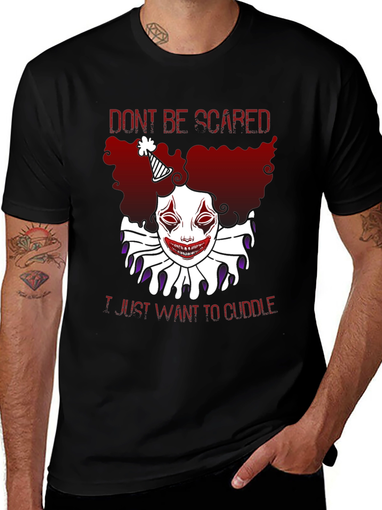 Variant 10 of Scary Clown Cuddle T-Shirt - Horror Graphic Tee