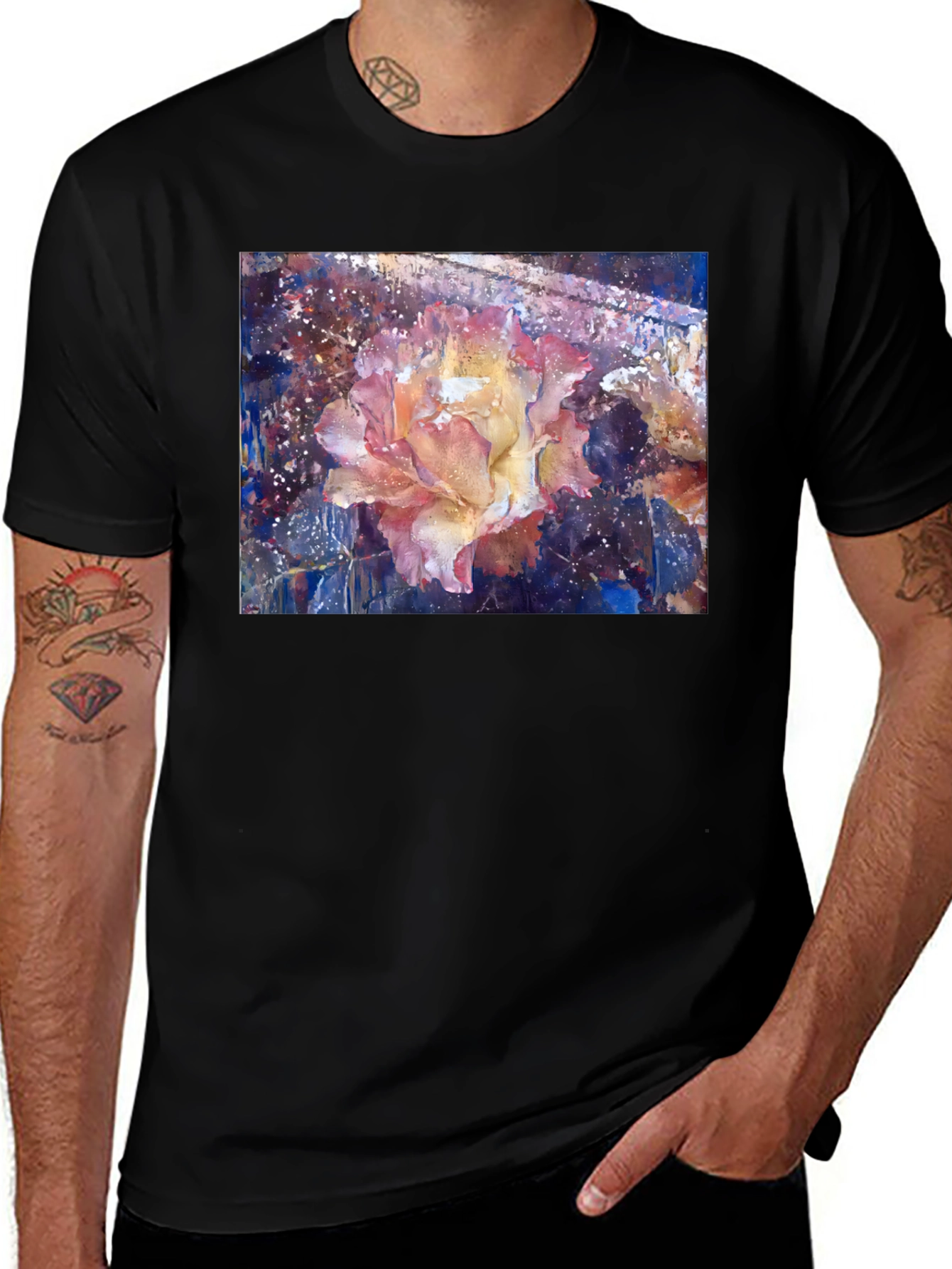 Variant 25 of Floral Watercolor Graphic Tee - Artistic Rose Design