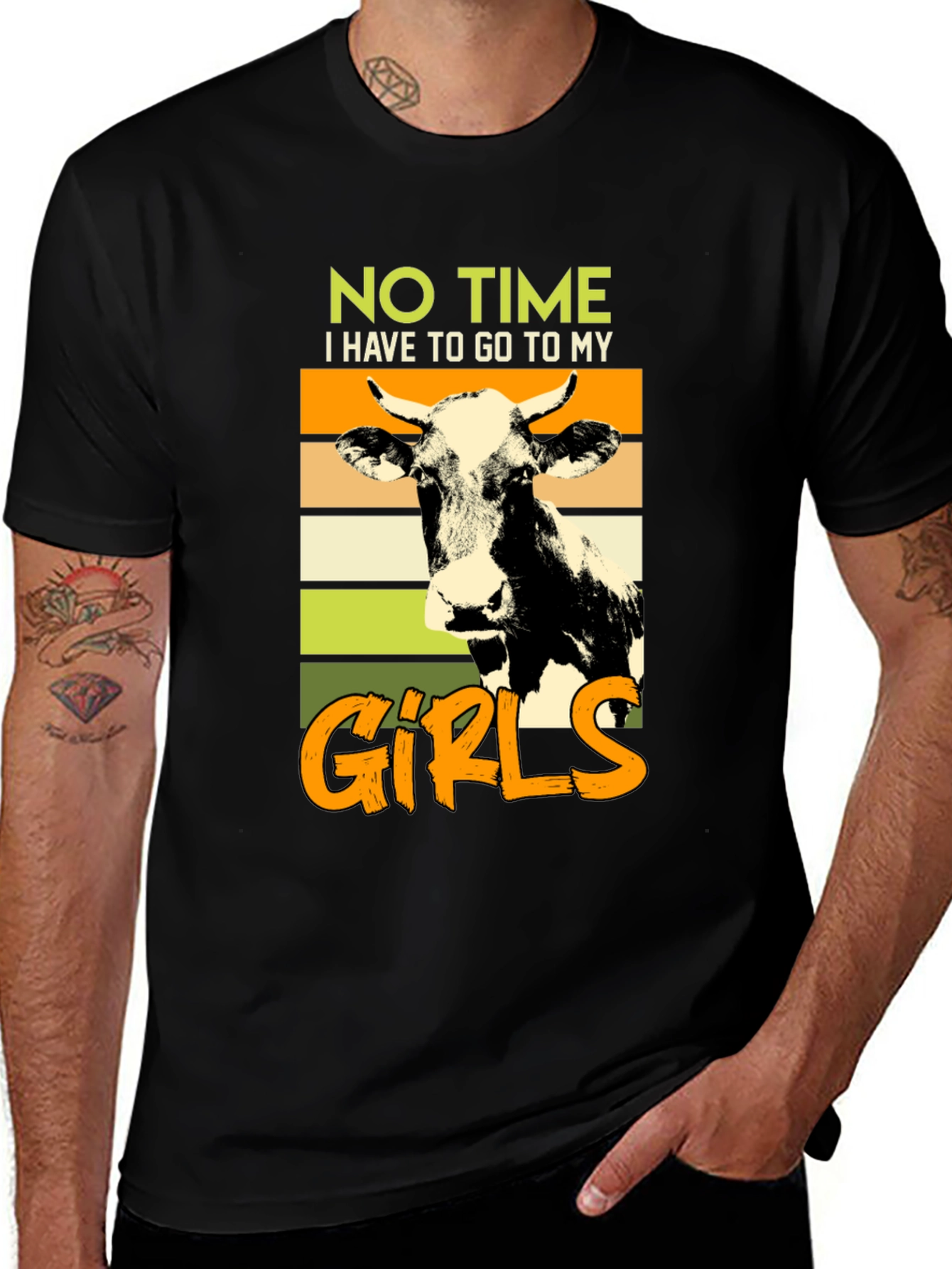 Variant 3 of No Time, Gotta See My Girls Cow Graphic Tee