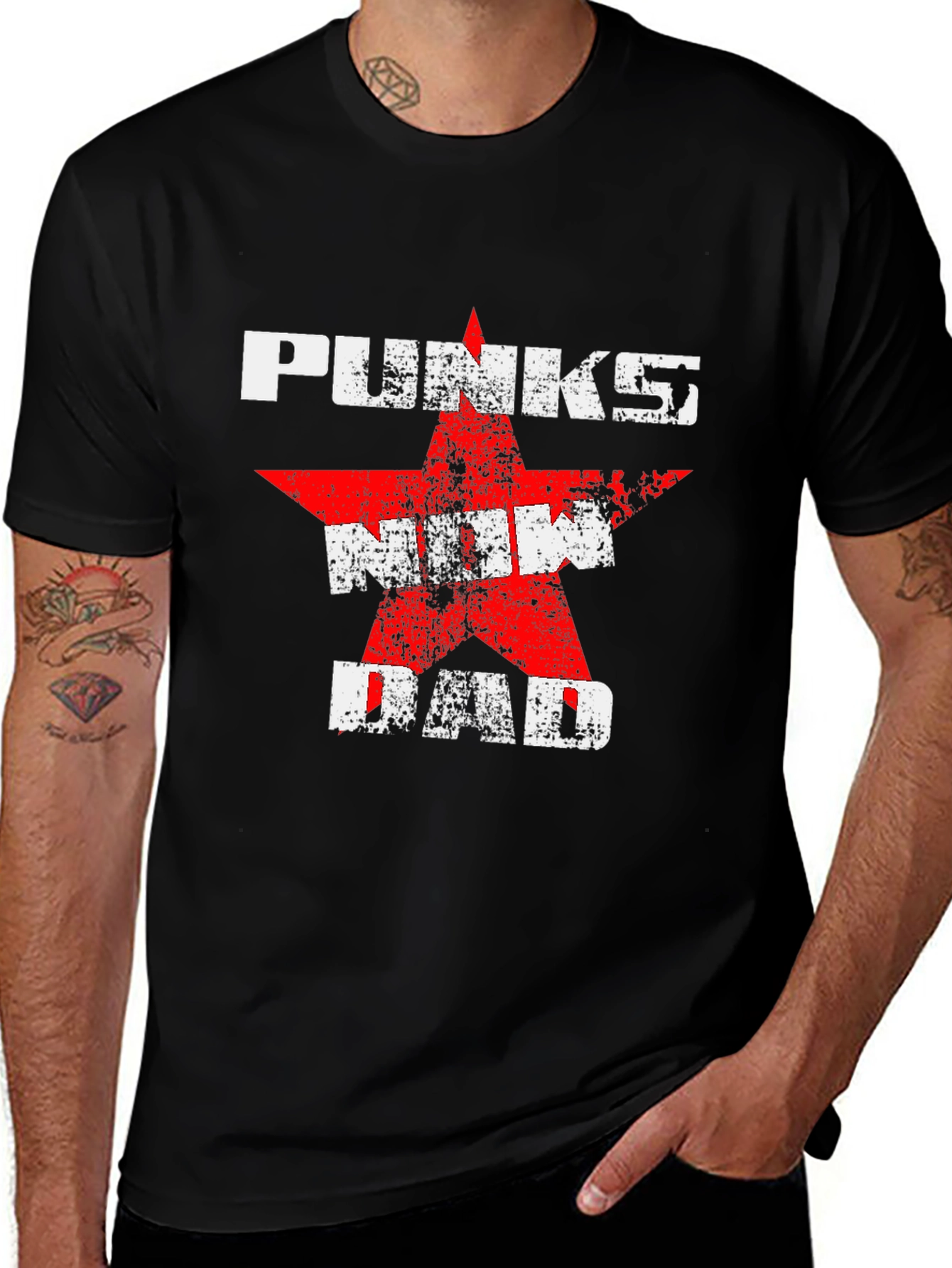 Variant 8 of Punks Now Dad Graphic Tee - Black Cotton T-Shirt