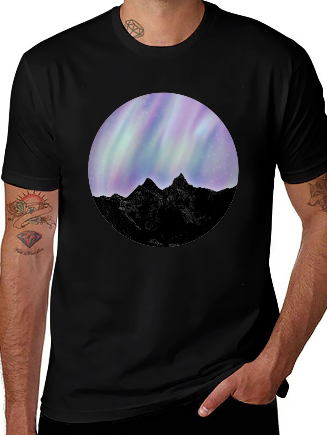 Aurora Mountain Black T-Shirt
