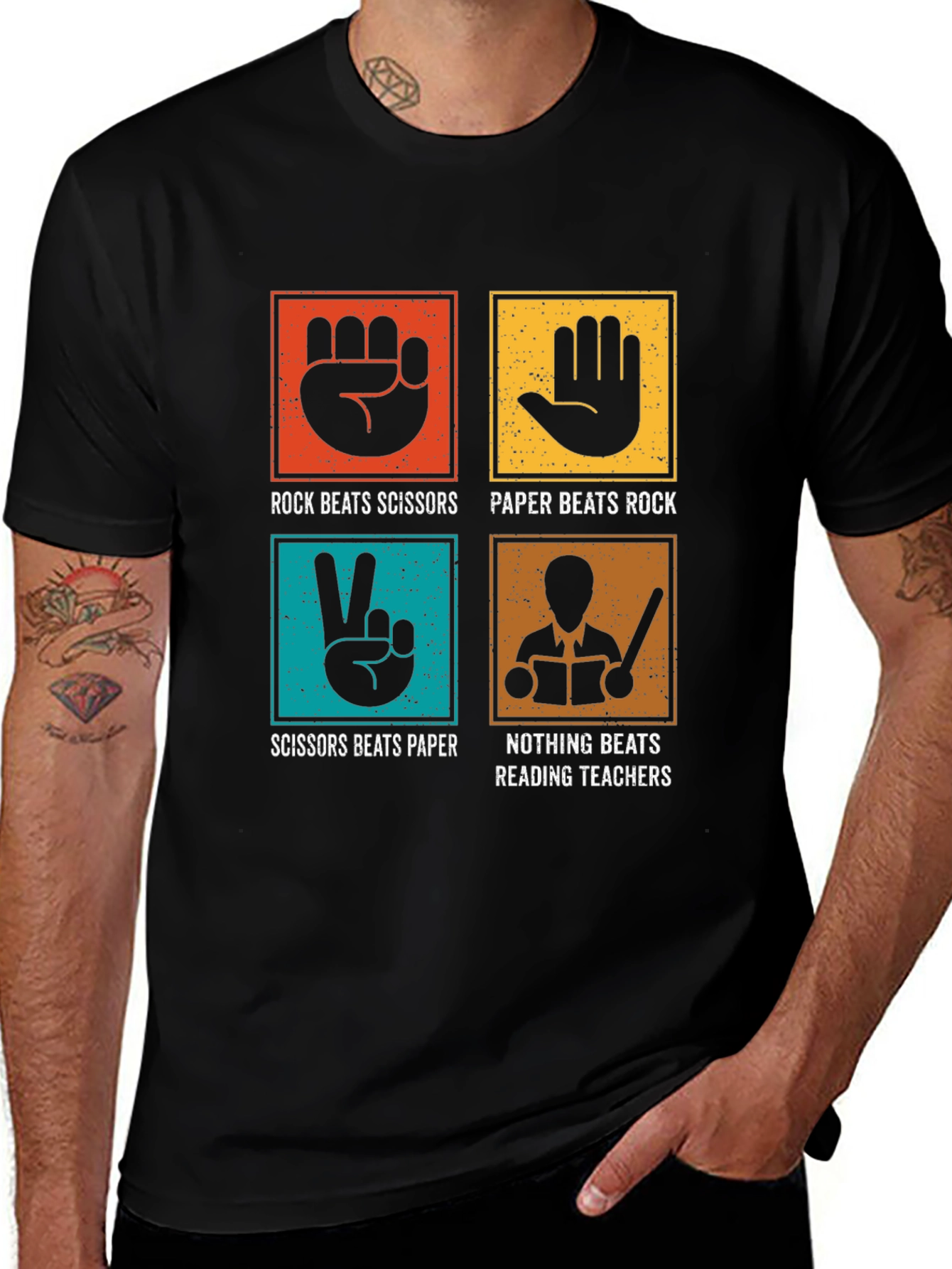 Variant 28 of Rock Paper Scissors Teacher Graphic Tee