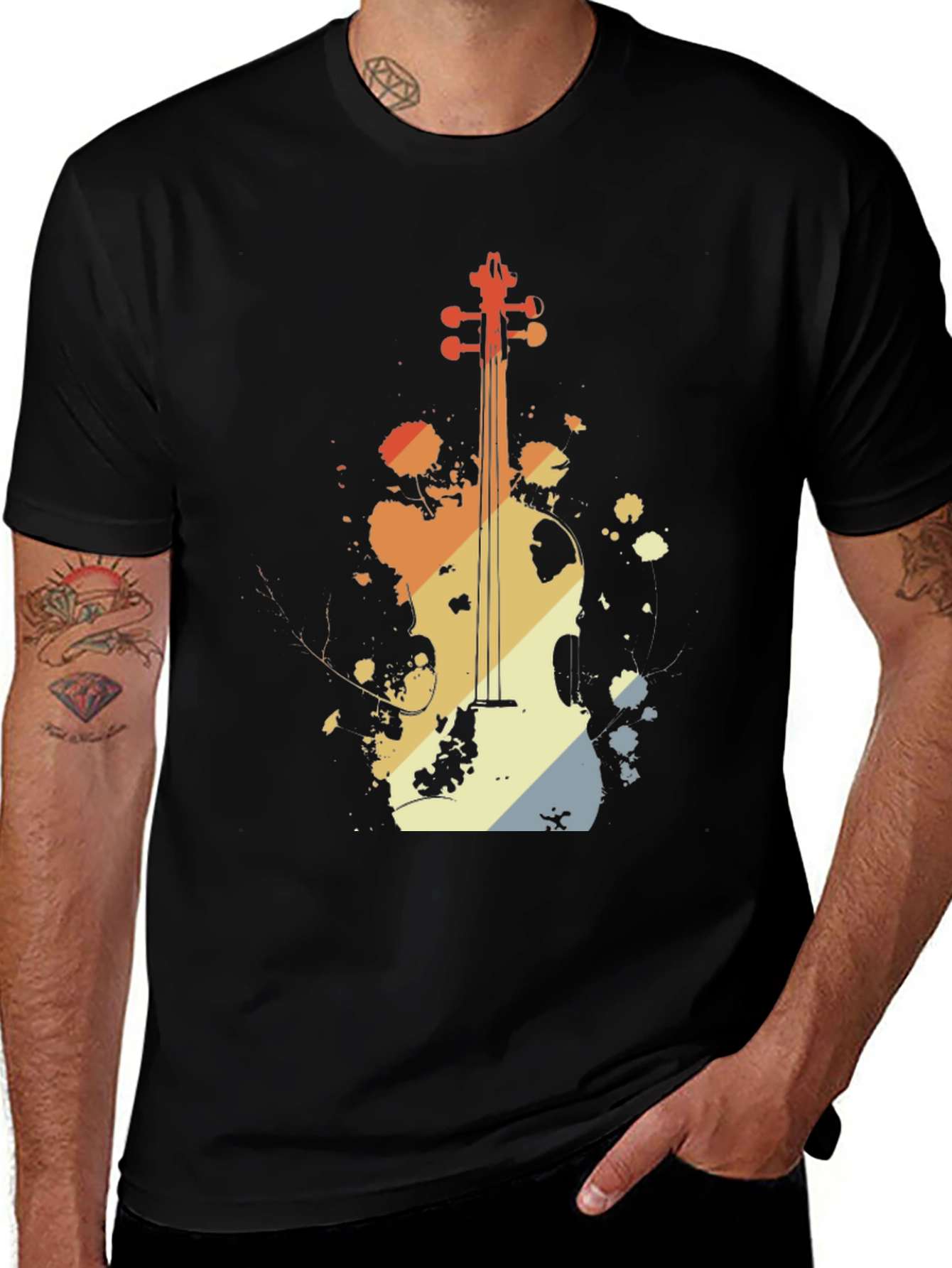 Variant 24 of Retro Violin Graphic Tee - Vintage Style Music Shirt