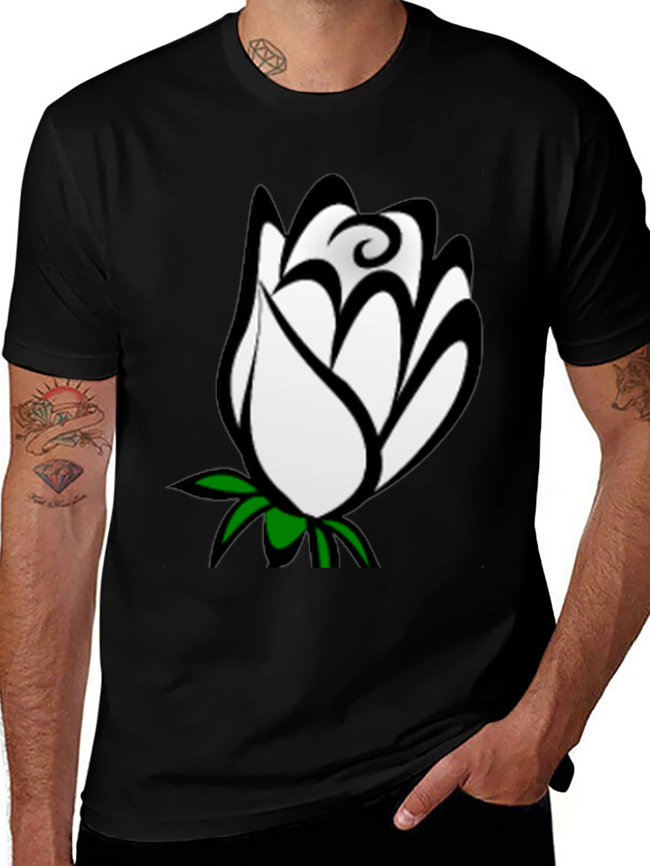 Variant 8 of Rose Graphic Black T-Shirt - Stylish Floral Tee