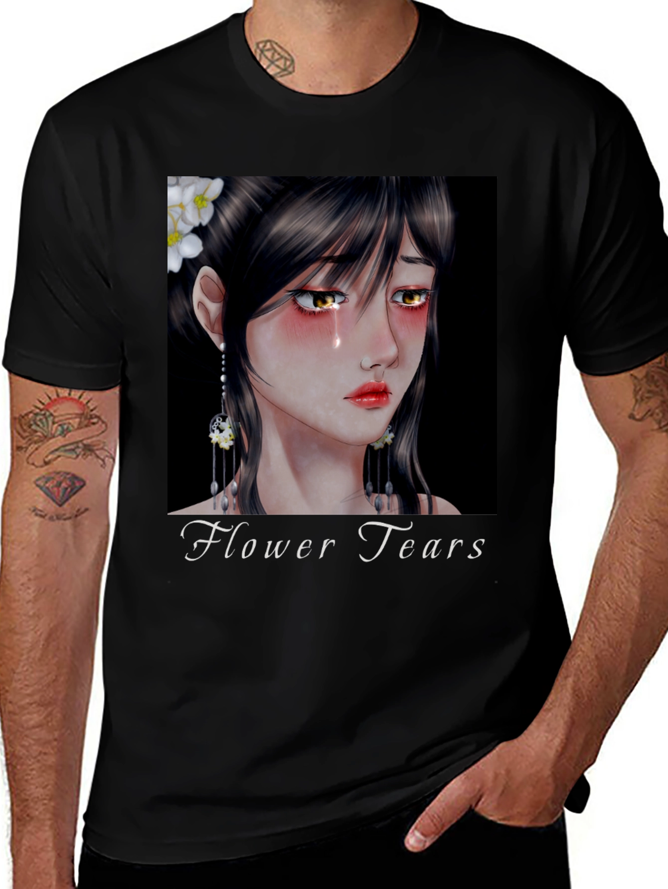 Variant 24 of Flower Tears Graphic Tee - Unisex Black T-Shirt