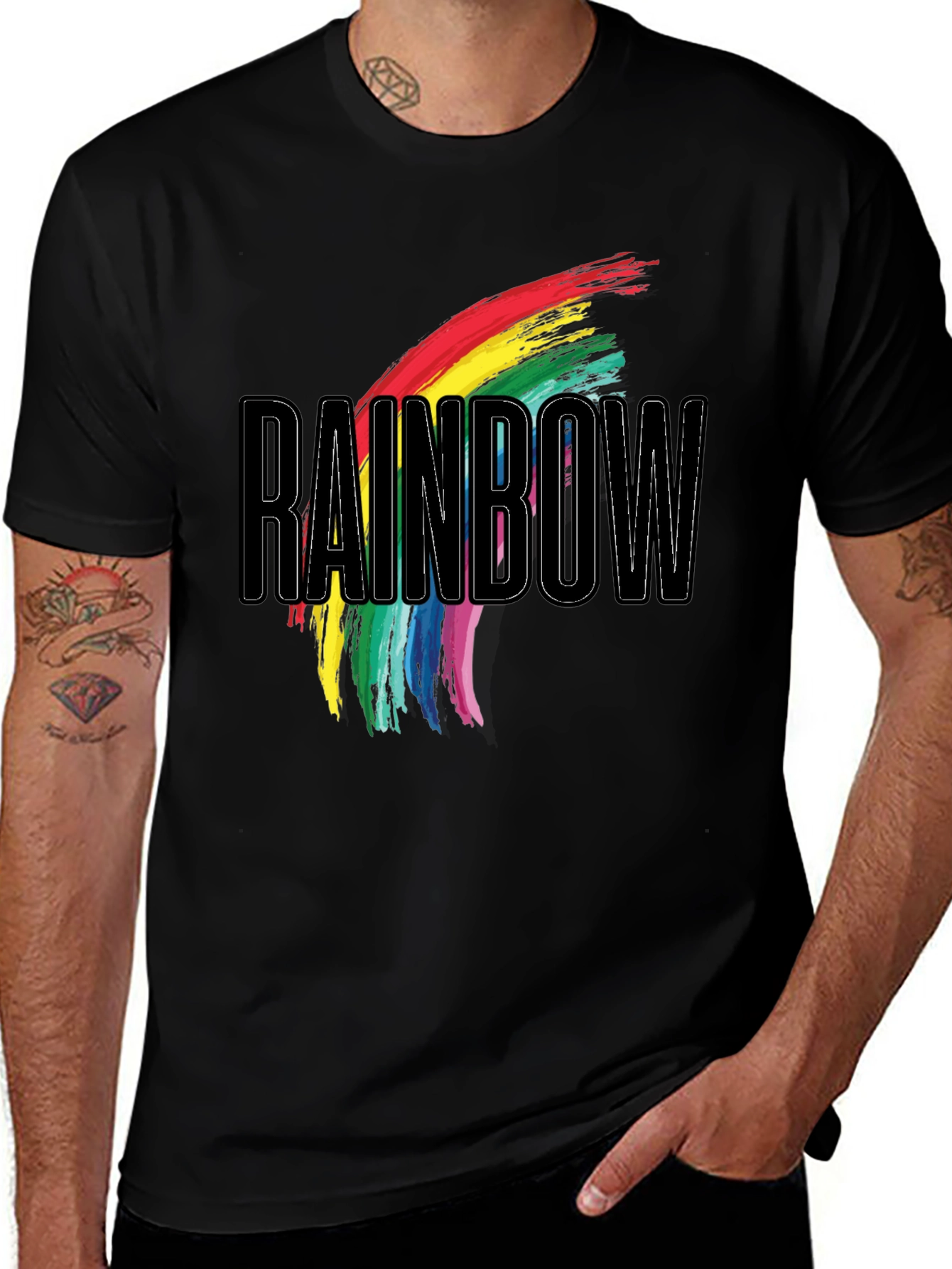 Variant 21 of Rainbow Graphic Print Black T-Shirt