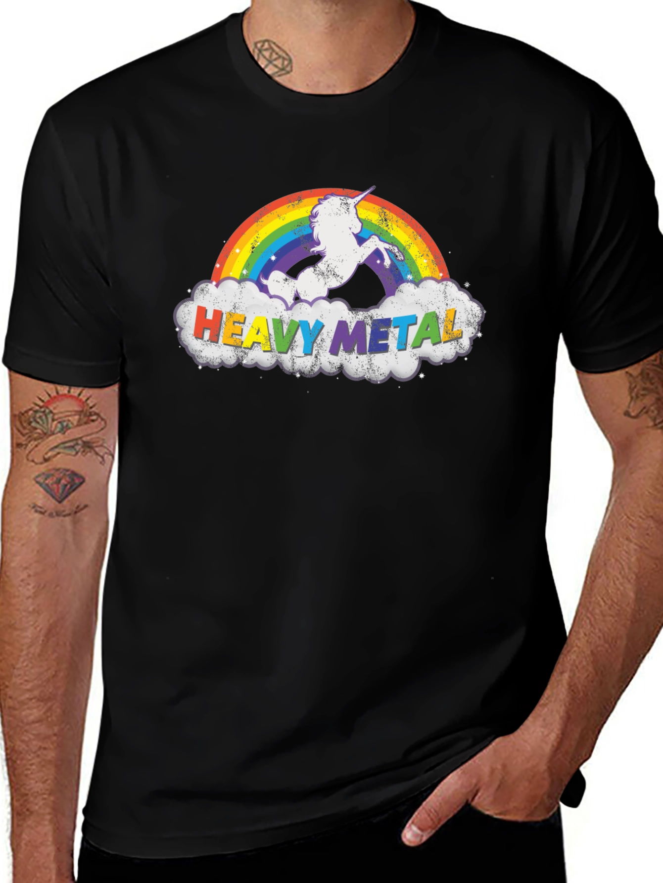 Variant 24 of Heavy Metal Unicorn Rainbow Graphic Tee